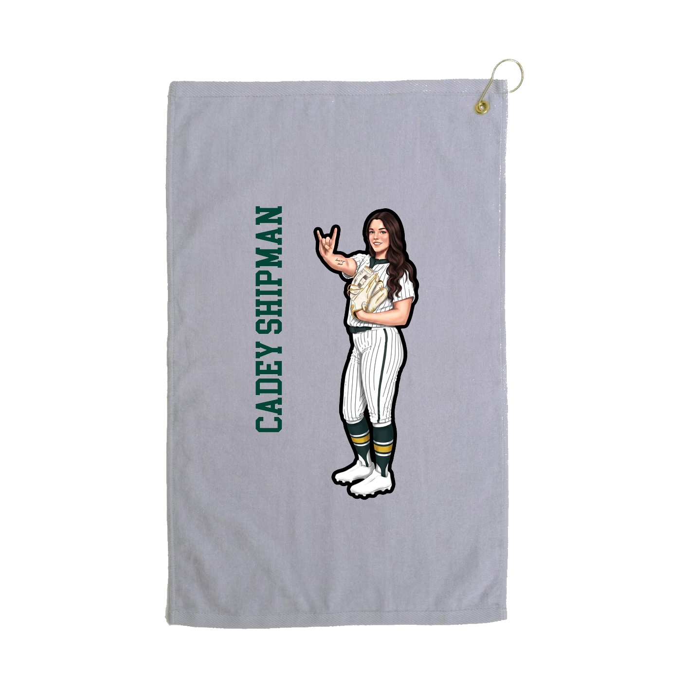 Golf Towel — Name Vertical in Grey