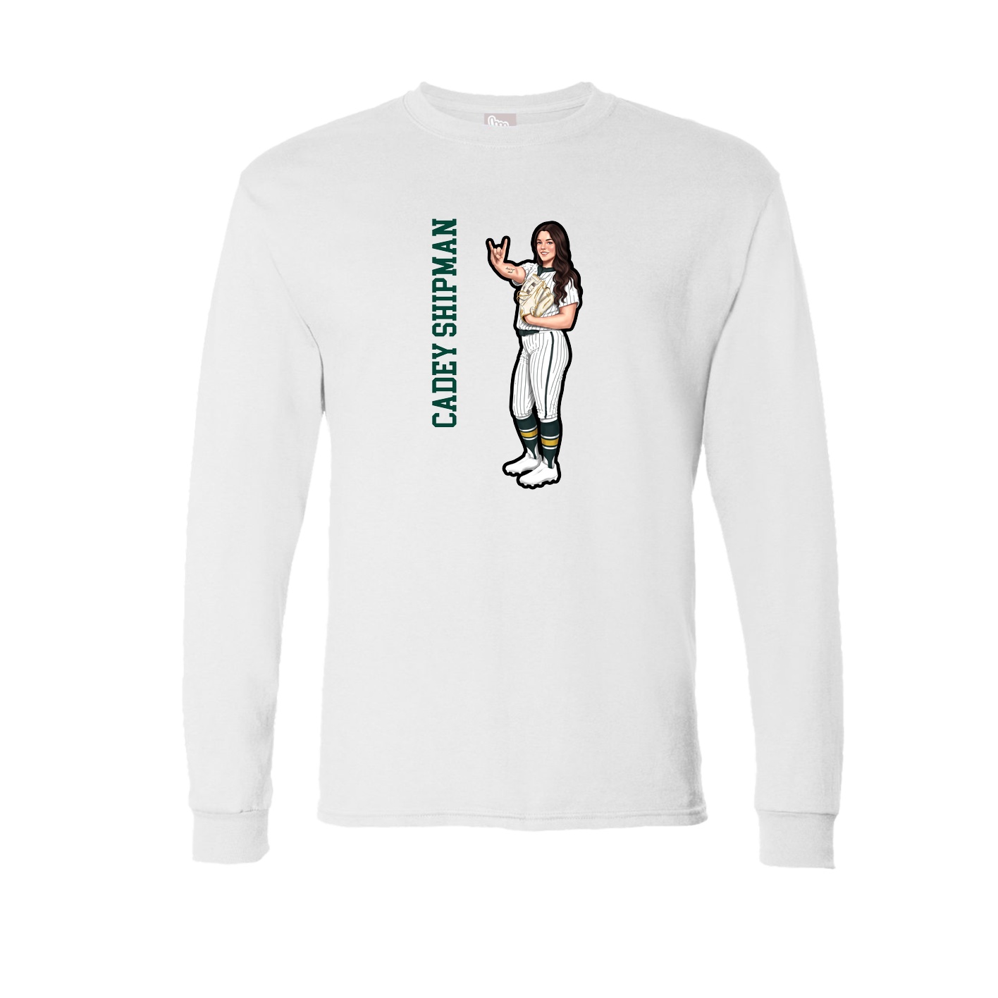 Long Sleeve Tee — Name Vertical in White