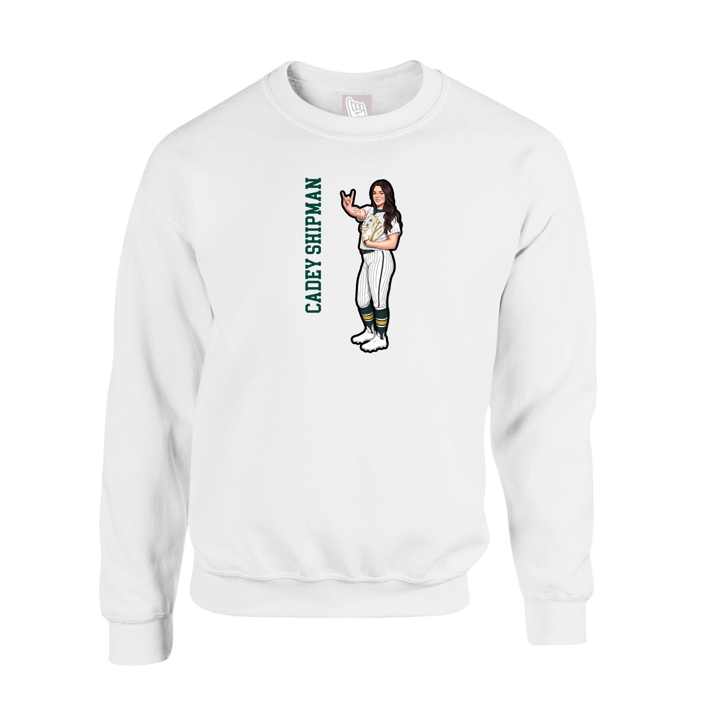 Fleece Crew — Name Vertical in White