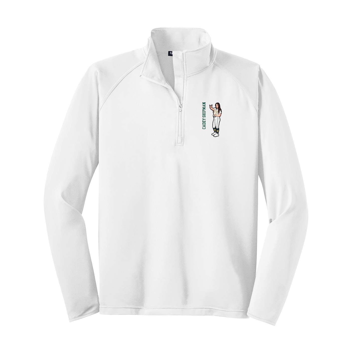 Q-Zip Pullover — Name Vertical in White