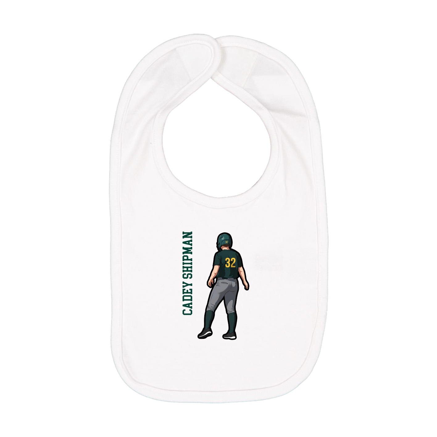 Infant Bib — Name Vertical in White