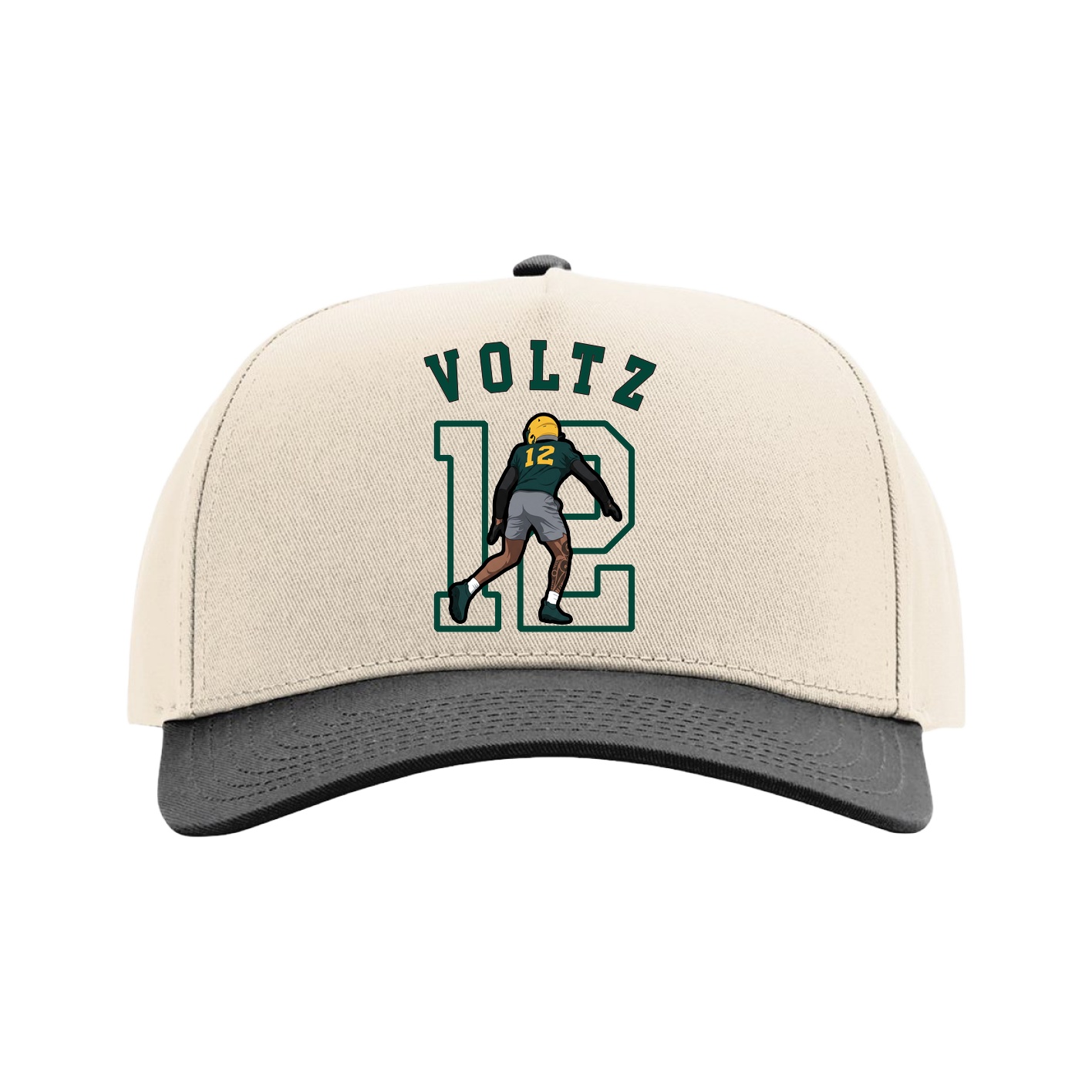 Full Fabric Five-Panel Champ Cap — Shirsey Arch in Cream/Black