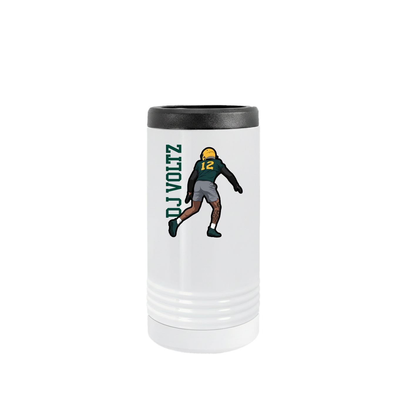 Slim Beverage Holder — Name Vertical in White