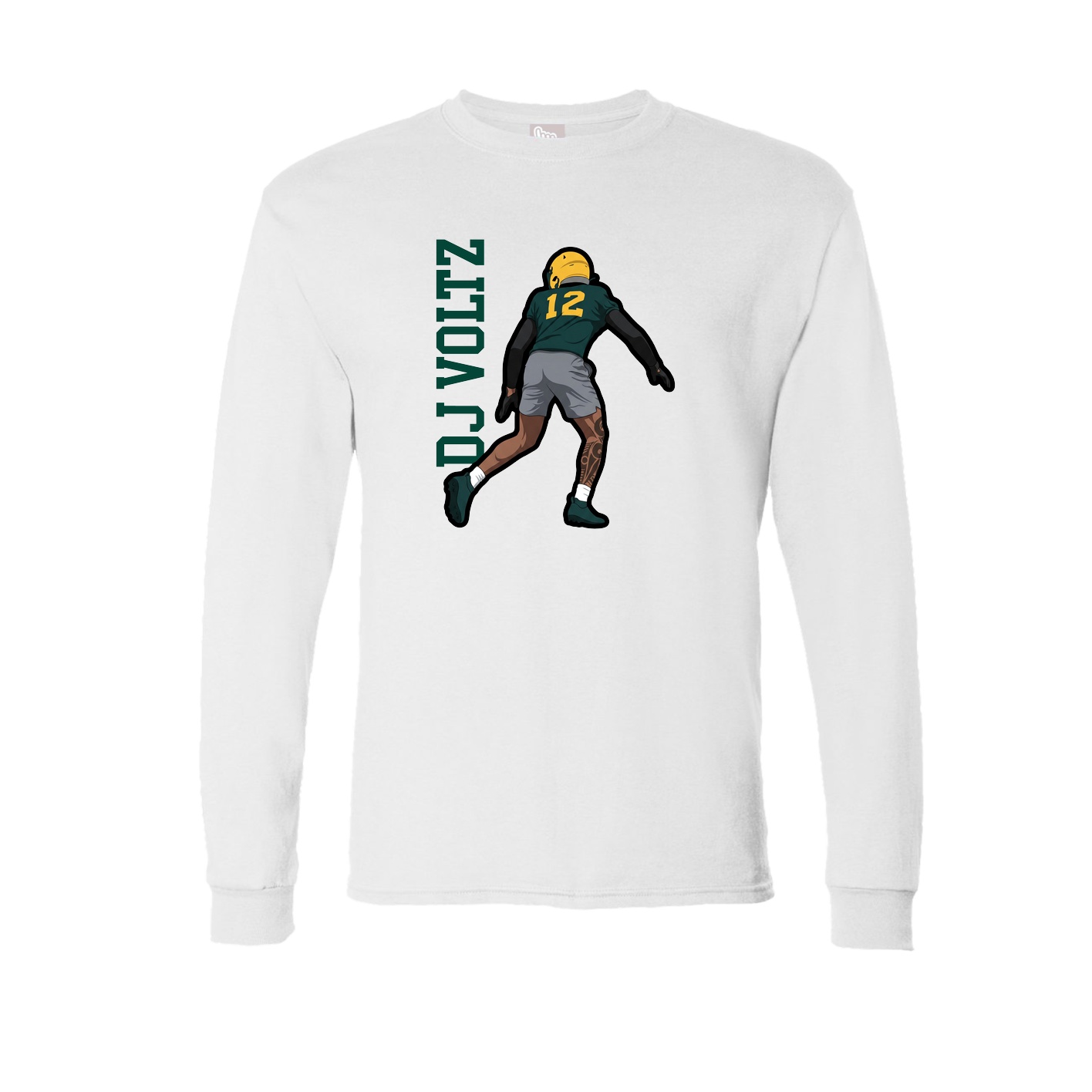 Long Sleeve Tee — Name Vertical in White