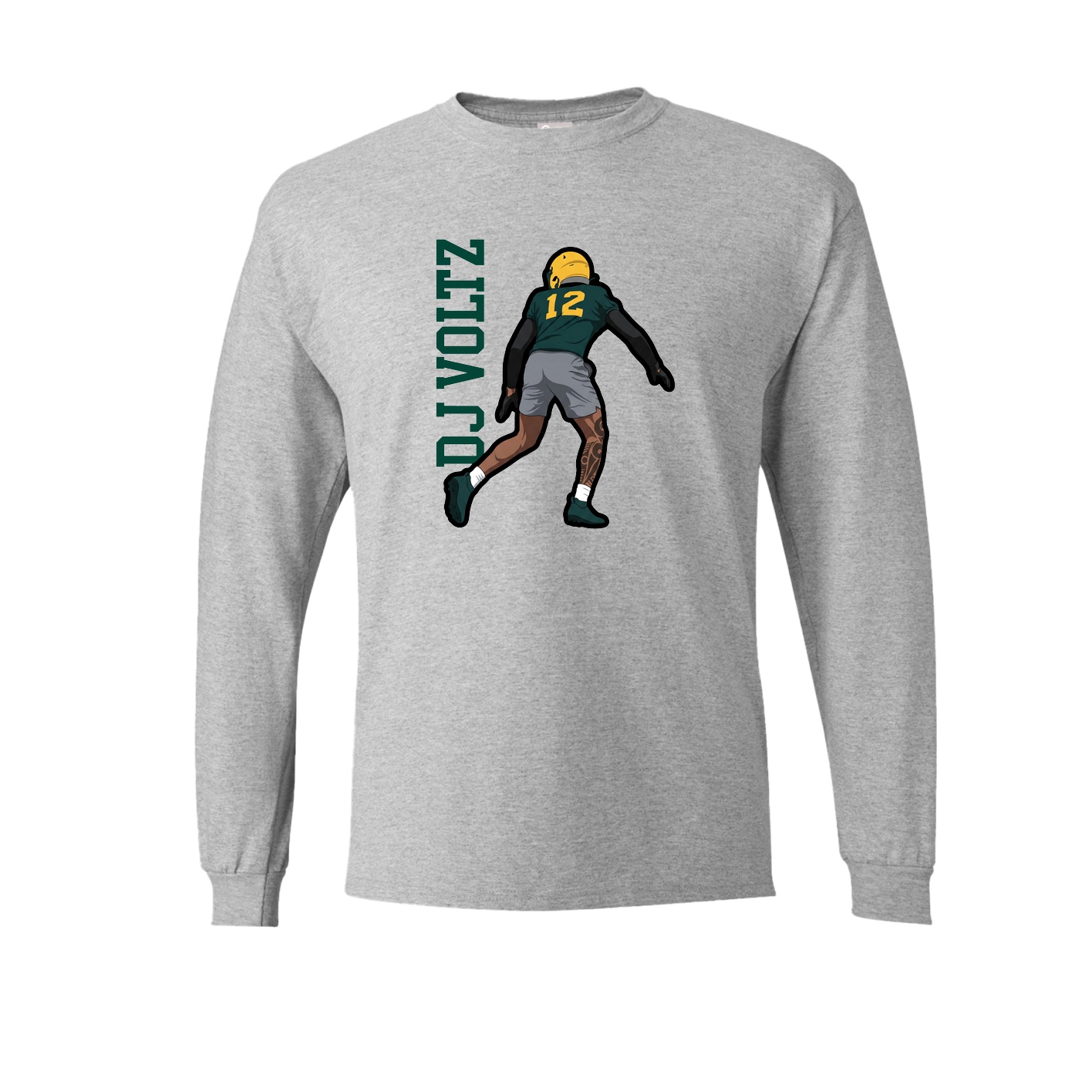 Long Sleeve Tee — Name Vertical in Grey