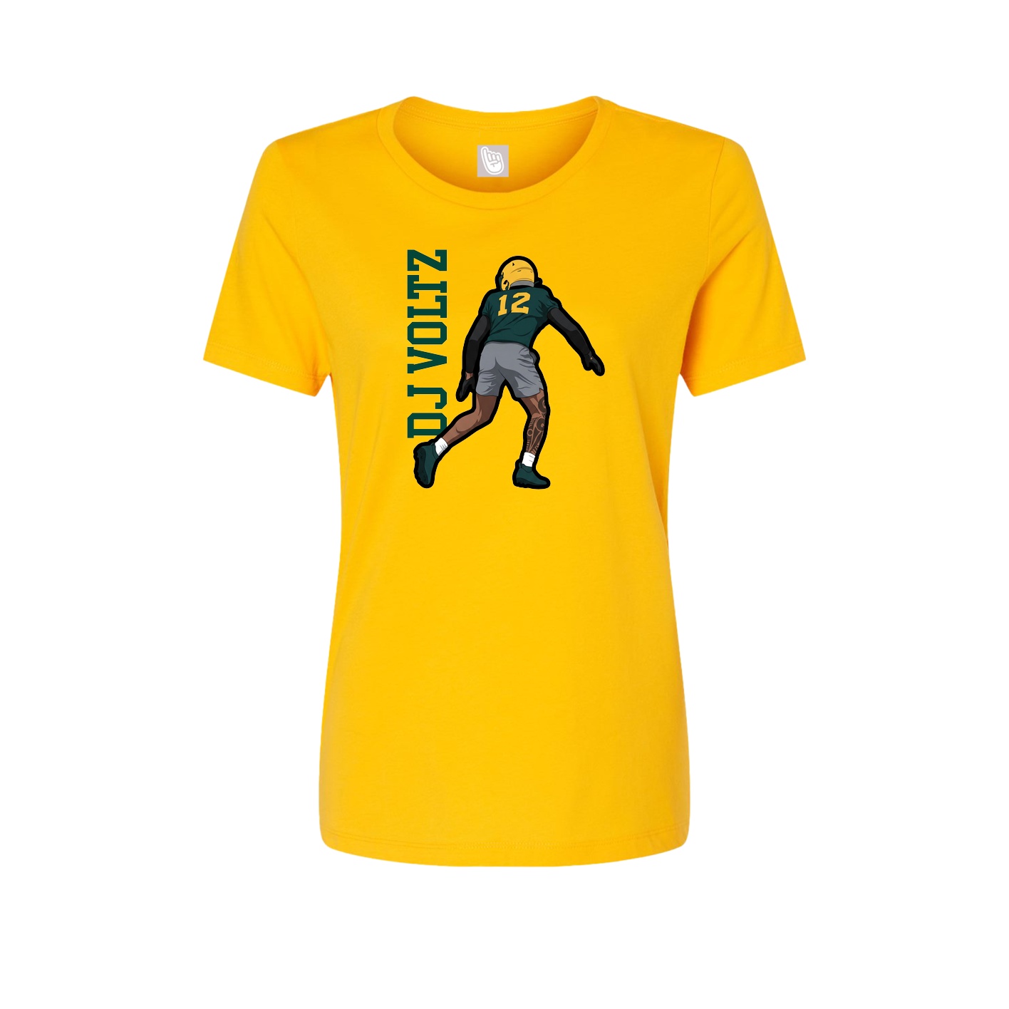 Womens Tee — Name Vertical in Gold