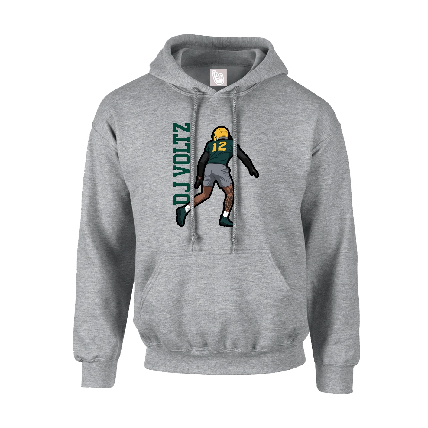 Youth Hoodie — Name Vertical in Grey