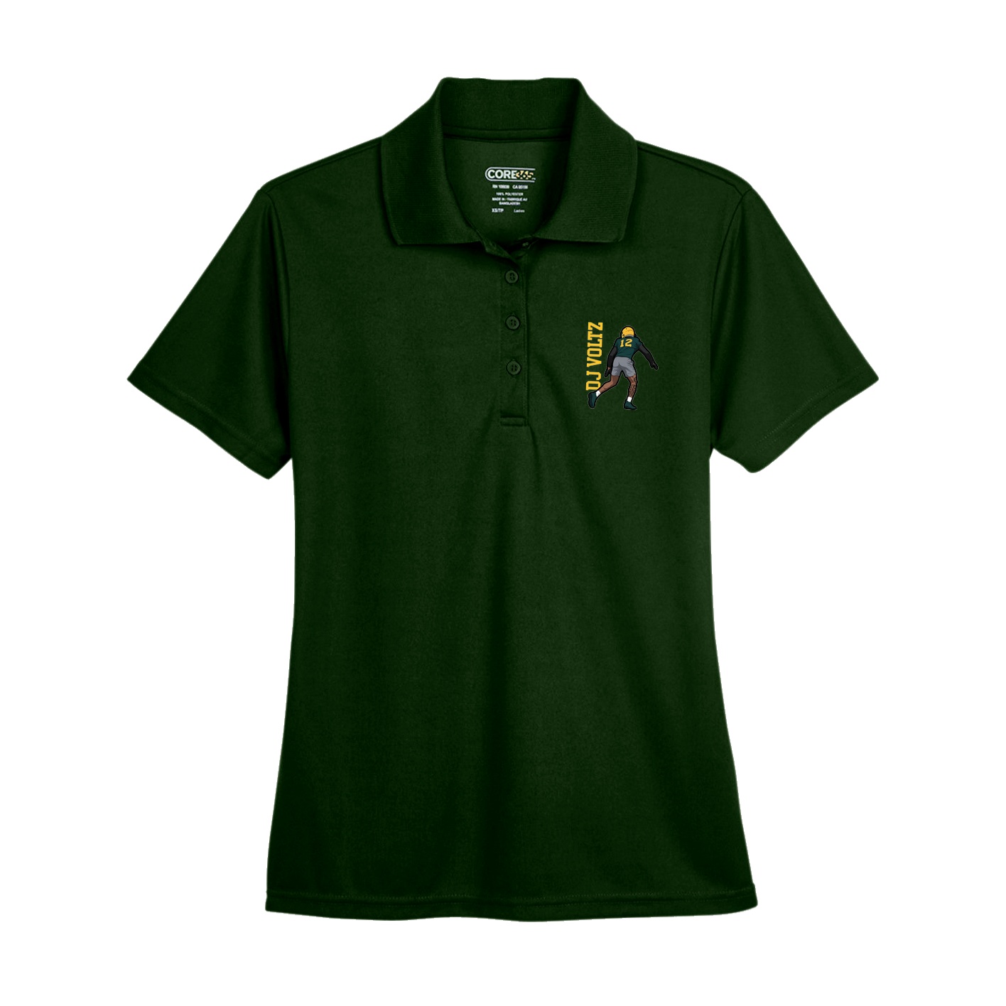 Womens Performance Polo — Name Vertical in Green