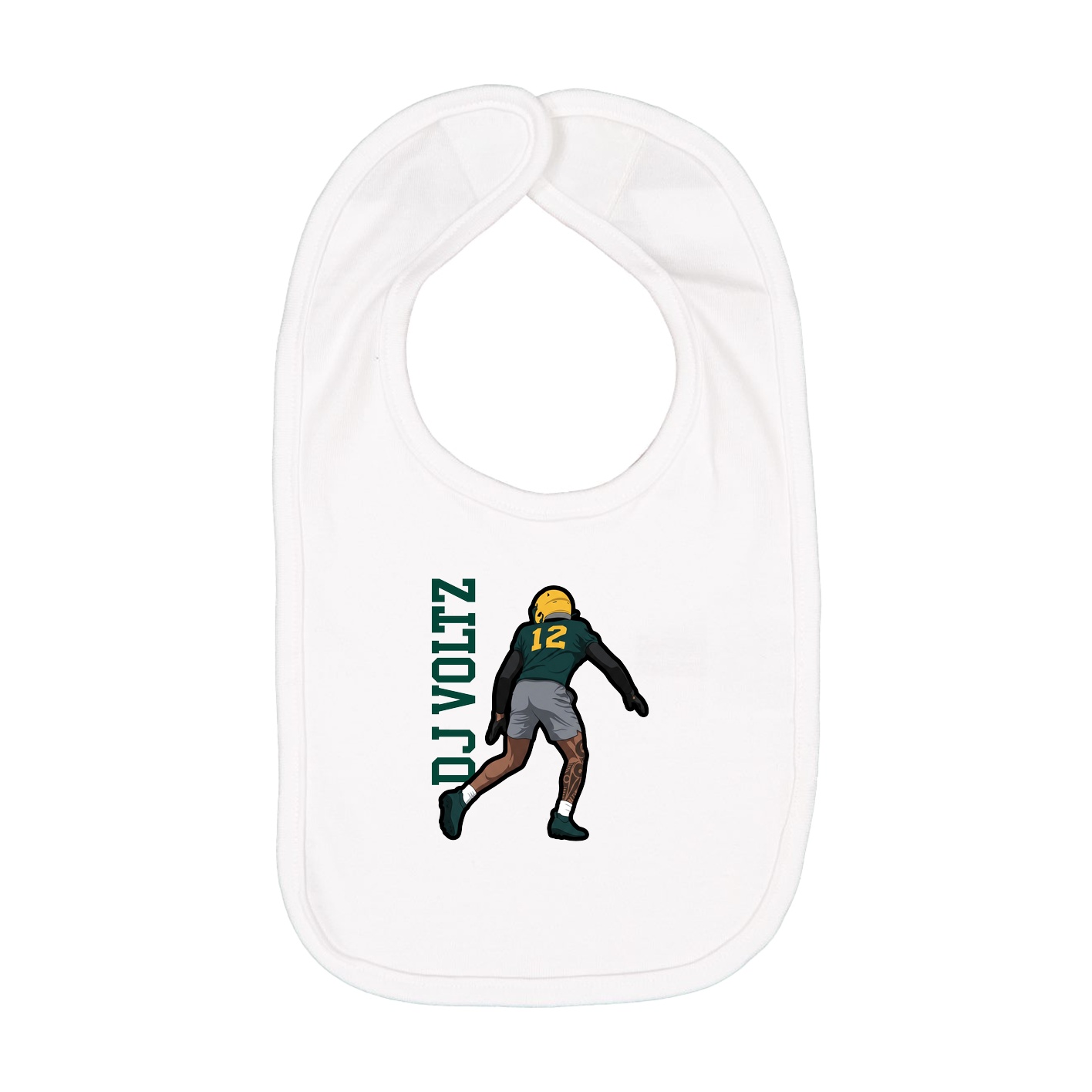 Infant Bib — Name Vertical in White
