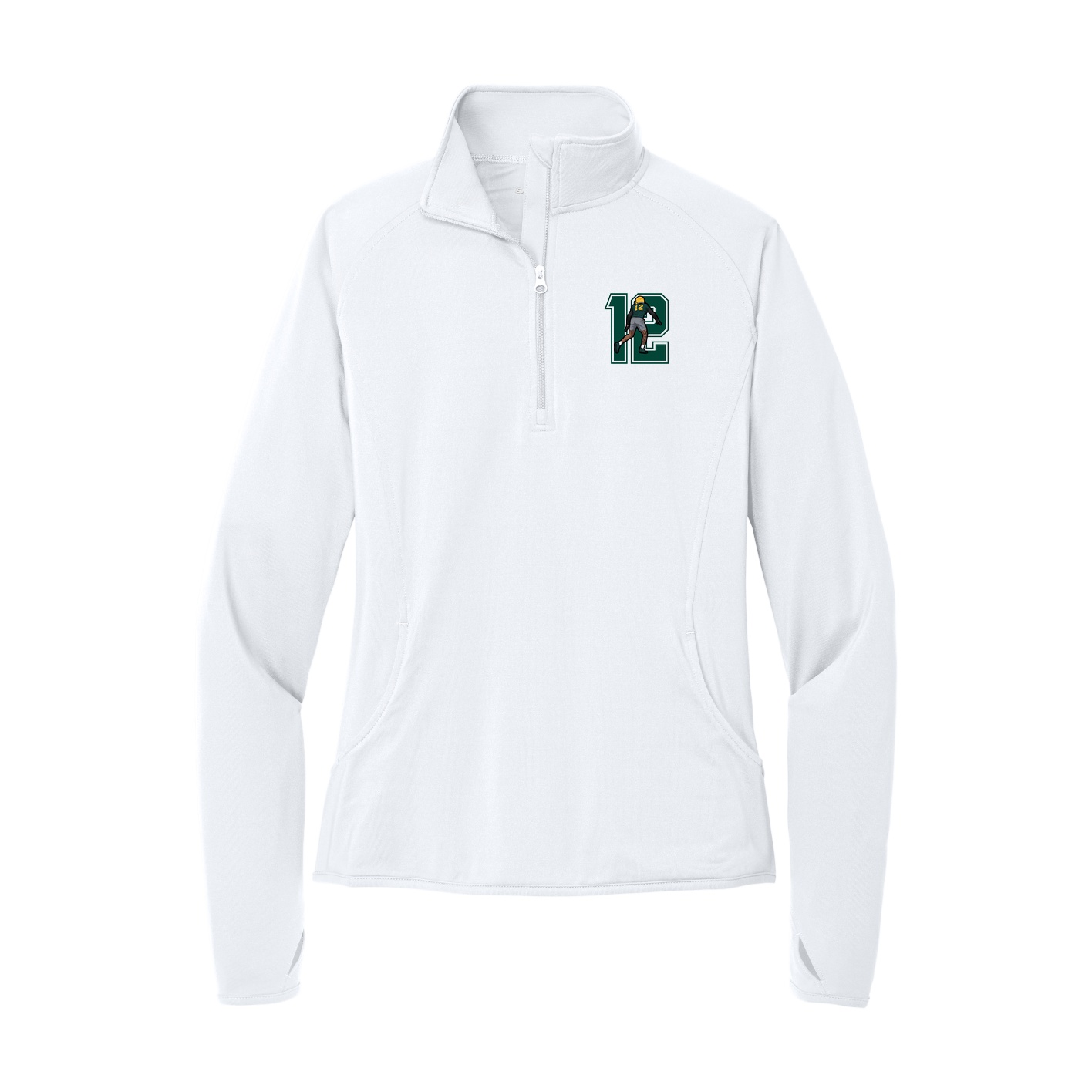 Women's Q-Zip Pullover — Number in White