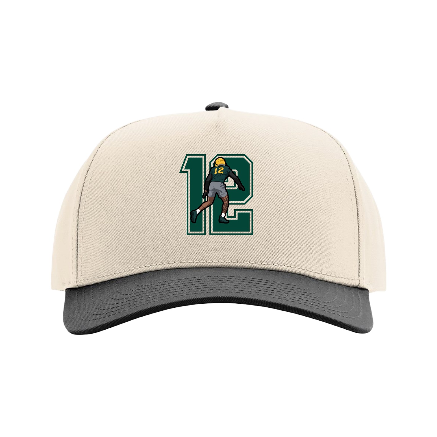 Full Fabric Five-Panel Champ Cap — Number in Cream/Black