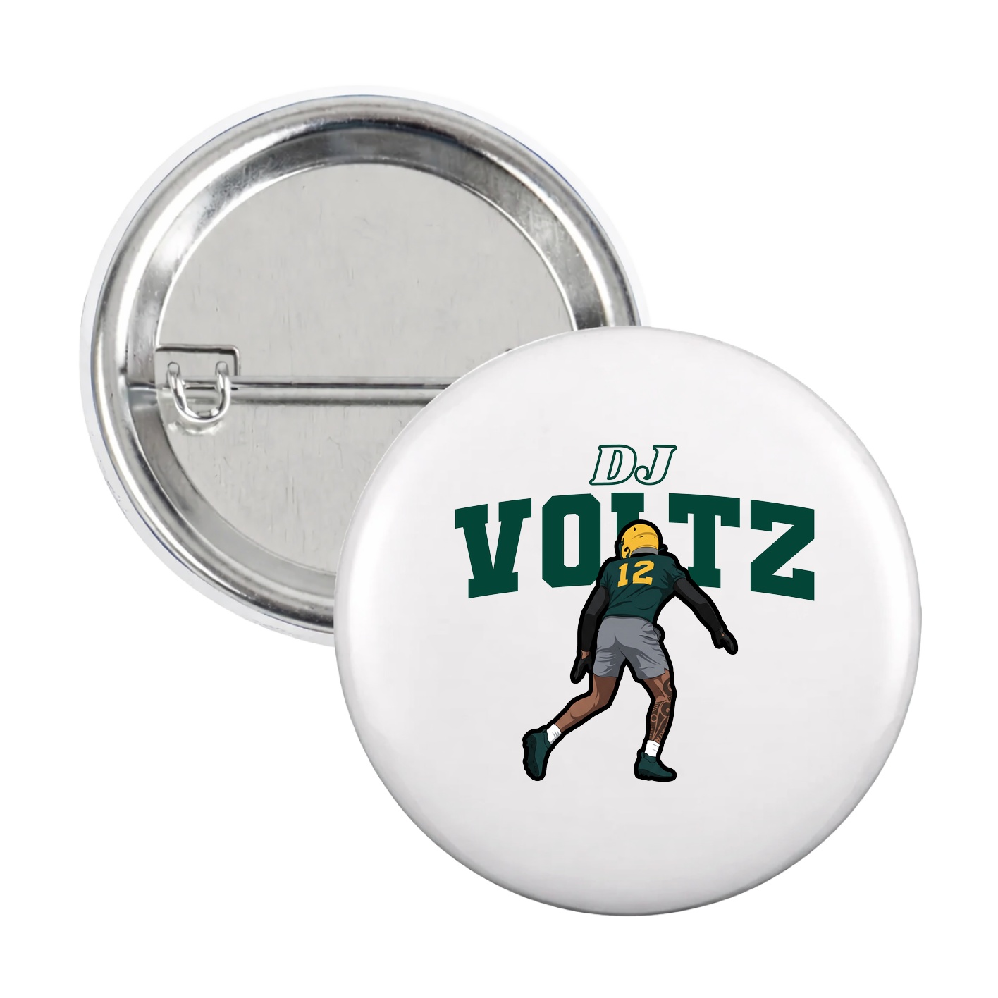 Game Day Button — Name Arch in White