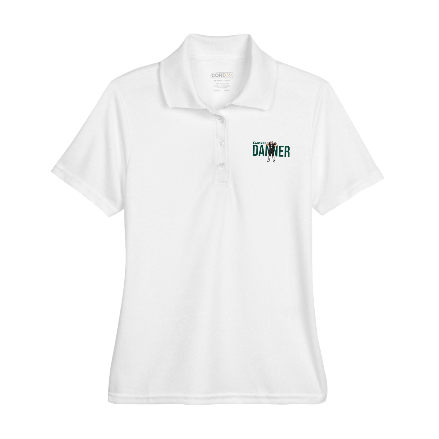 Womens Performance Polo — Player Name in White