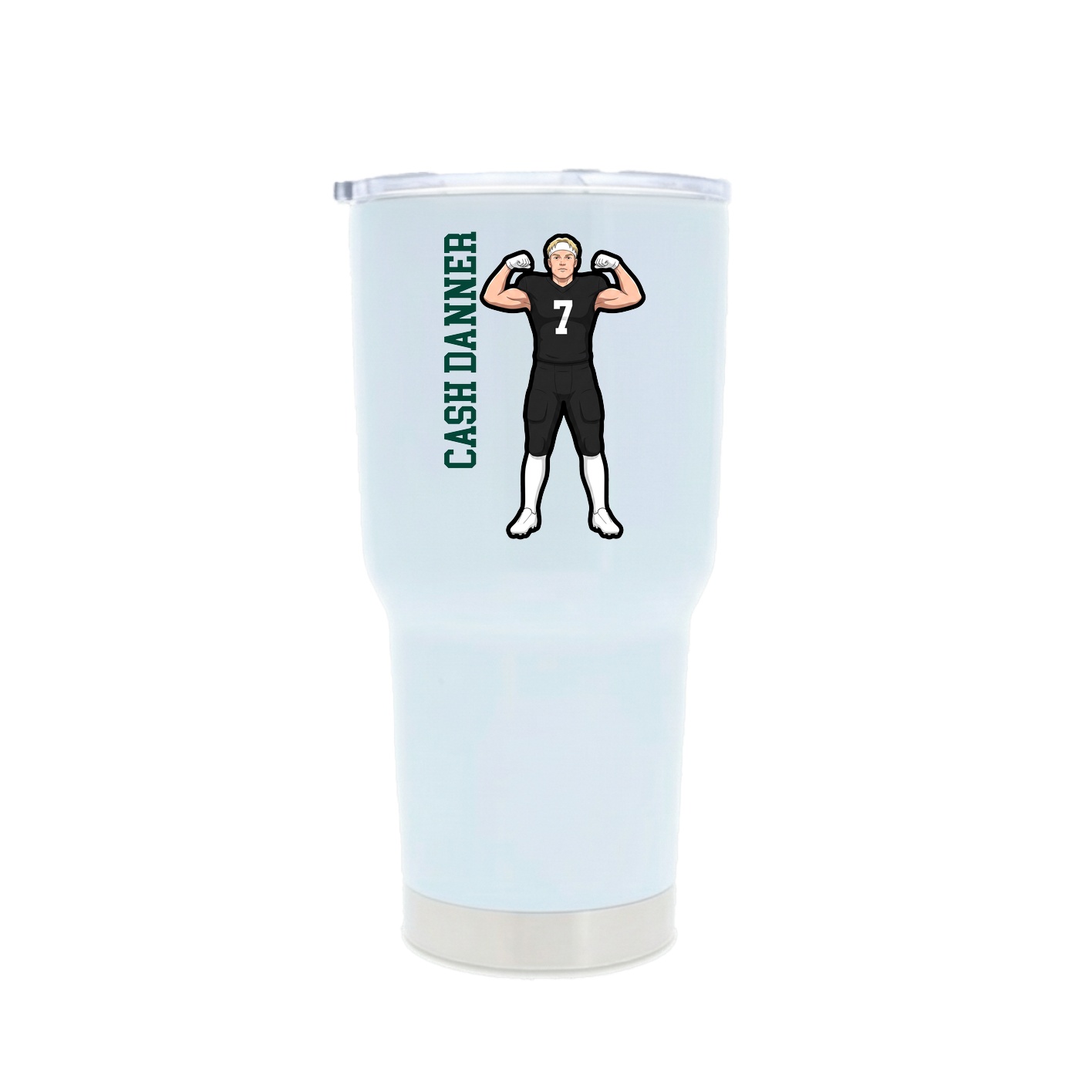 30oz Stainless Steel Tumbler — Name Vertical in White