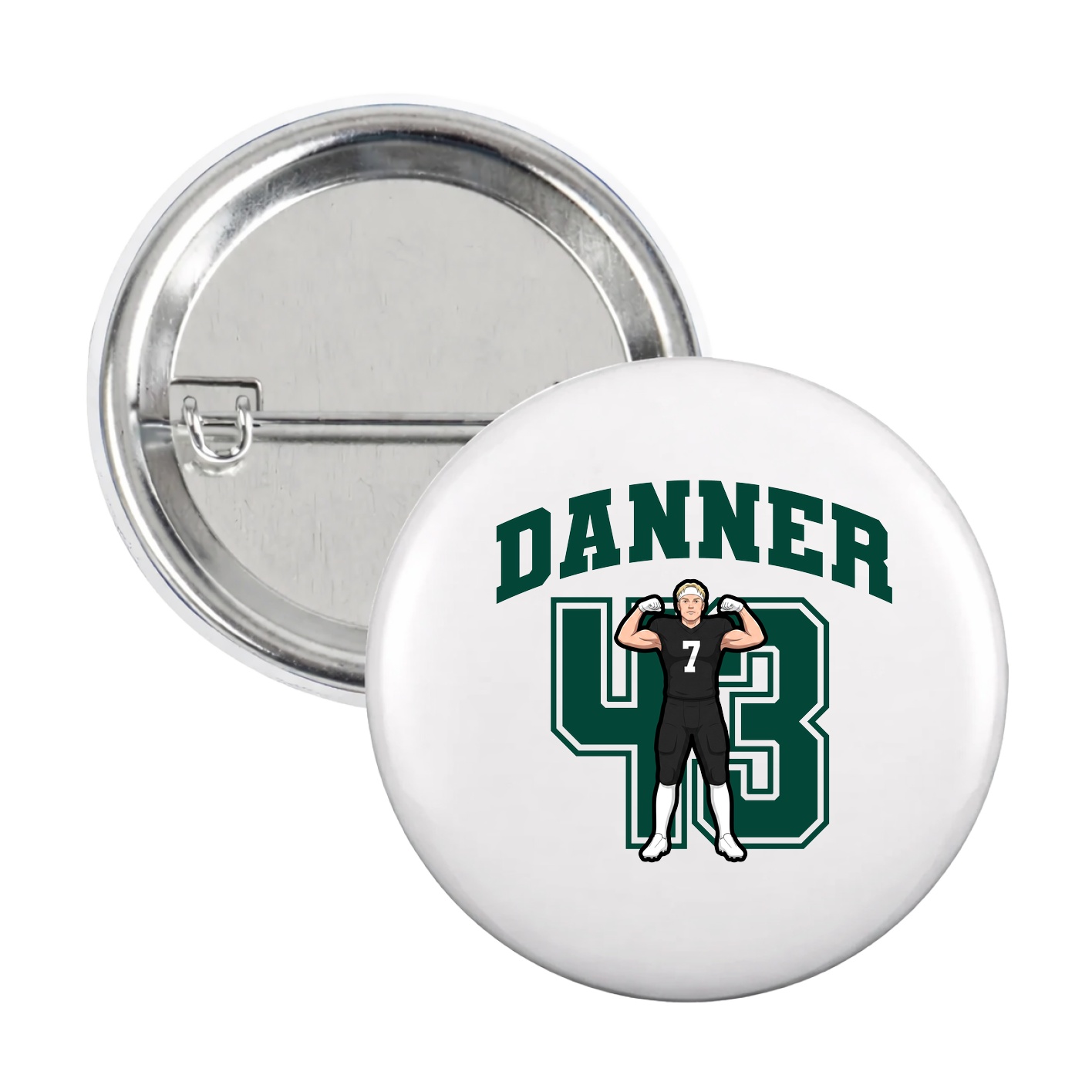 Game Day Button — Number in White