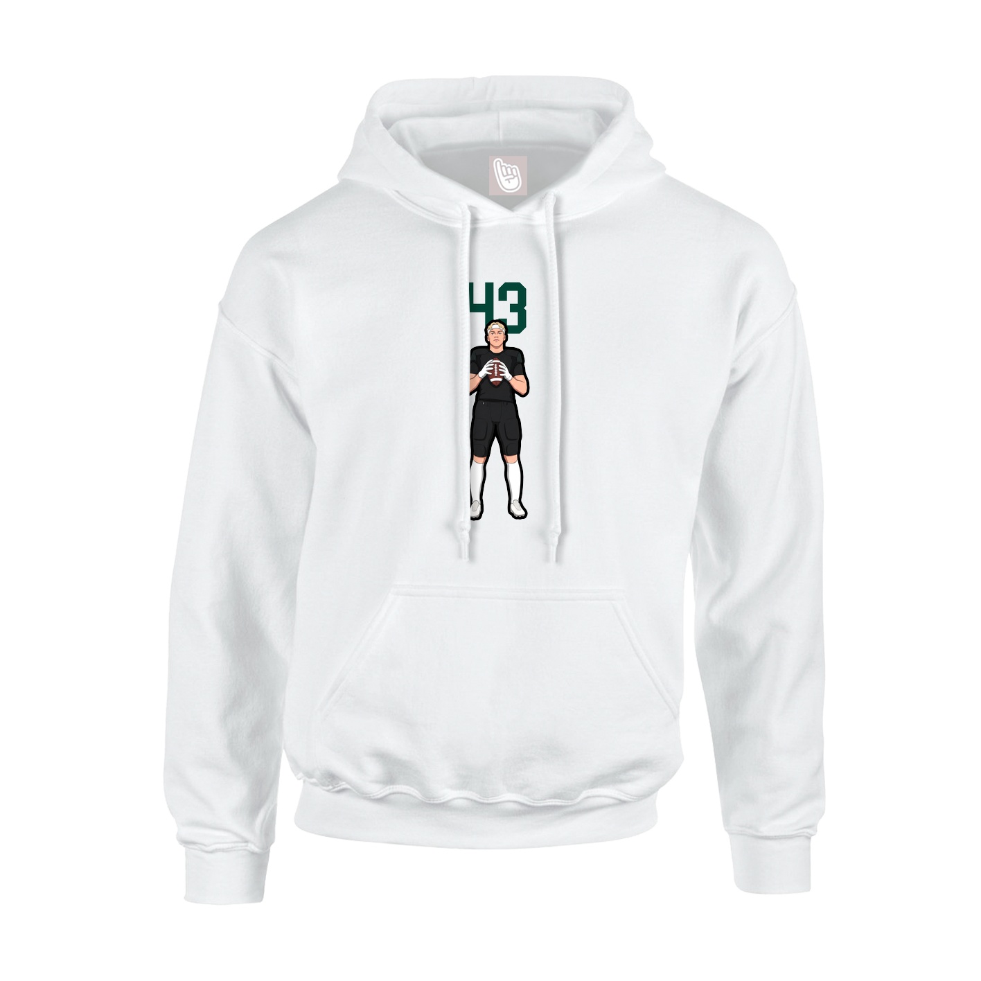 Youth Hoodie — Number Top in White