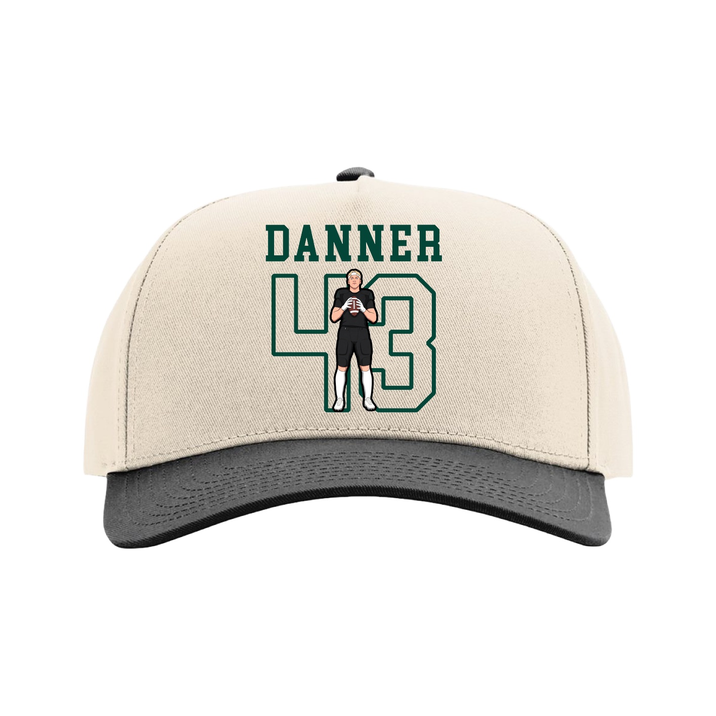Full Fabric Five-Panel Champ Cap — Shirsey in Cream/Black