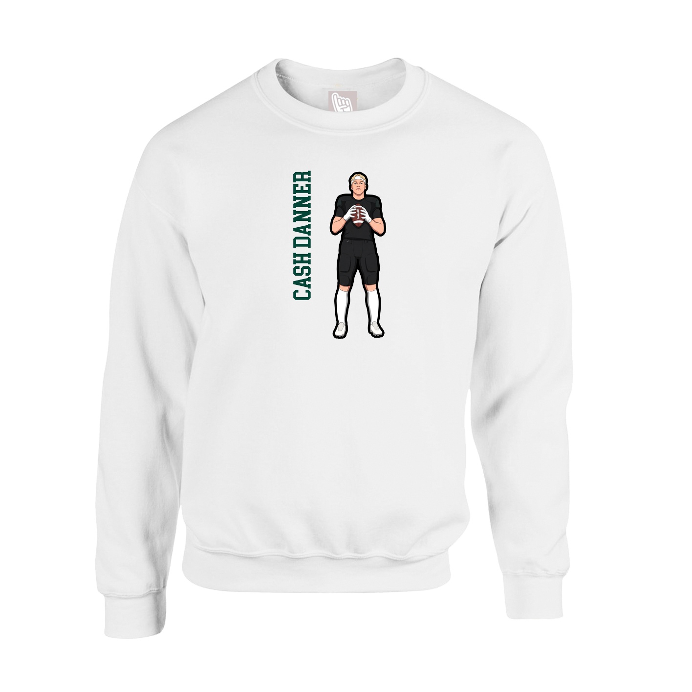 Fleece Crew — Name Vertical in White