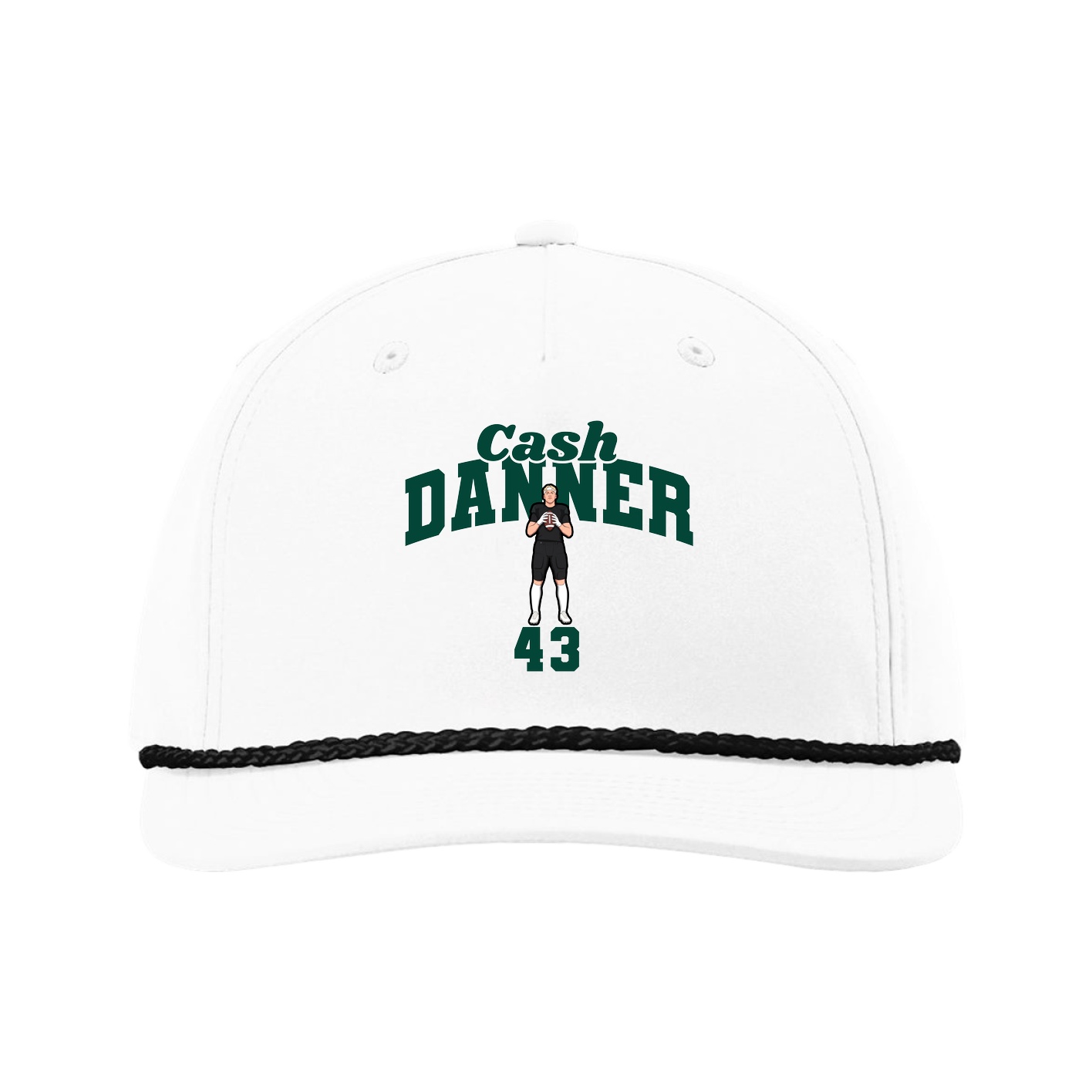 Five-Panel Classic Rope Cap — Signature Arch in White