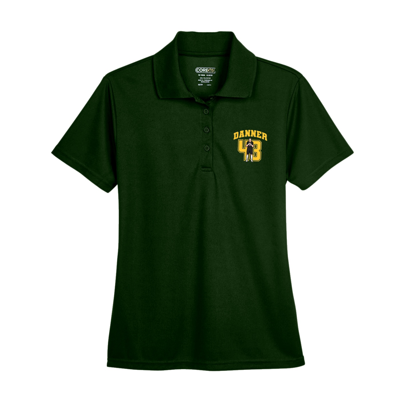 Womens Performance Polo — Number in Green