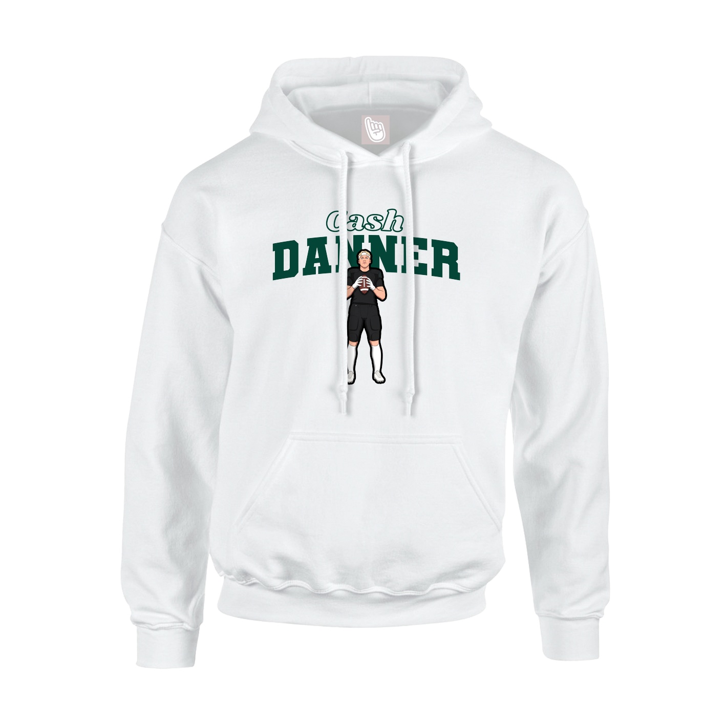 Youth Hoodie — Name Arch in White