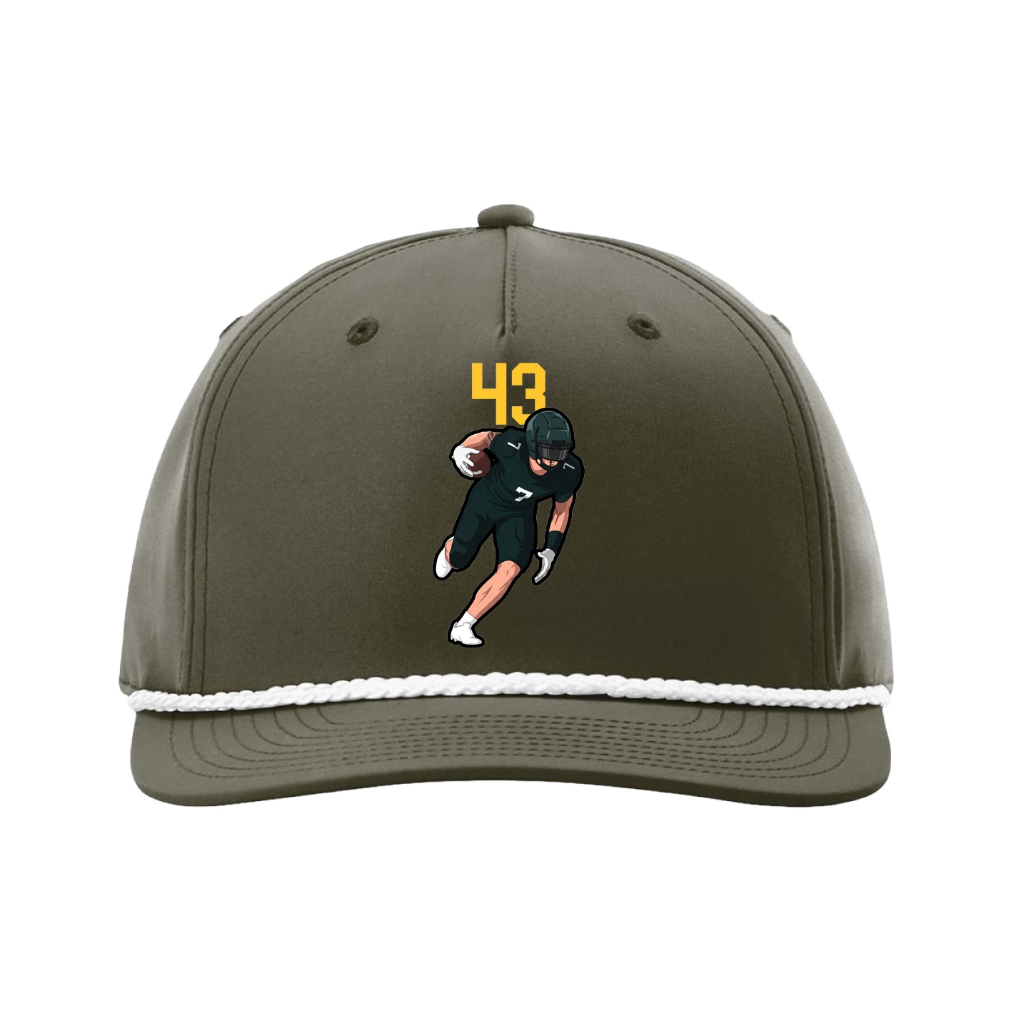Five-Panel Classic Rope Cap — Number Top in Green