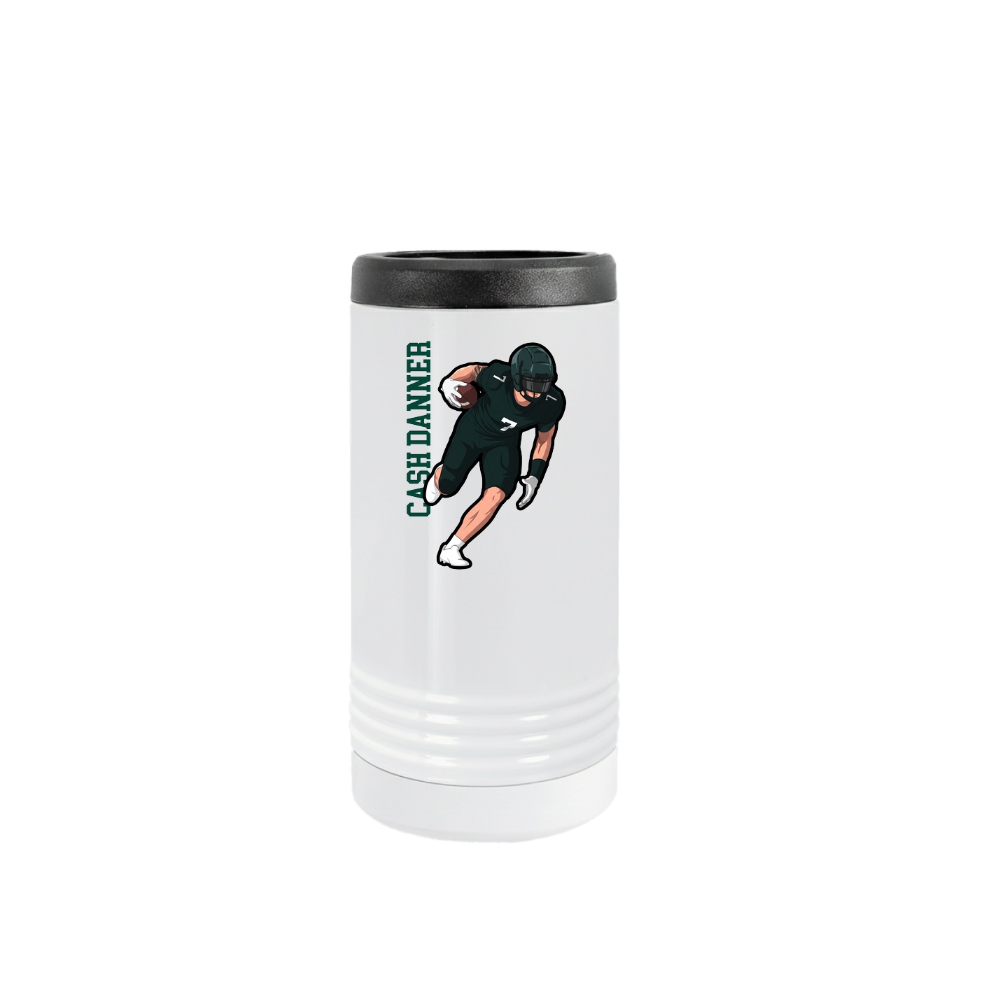 Slim Beverage Holder — Name Vertical in White