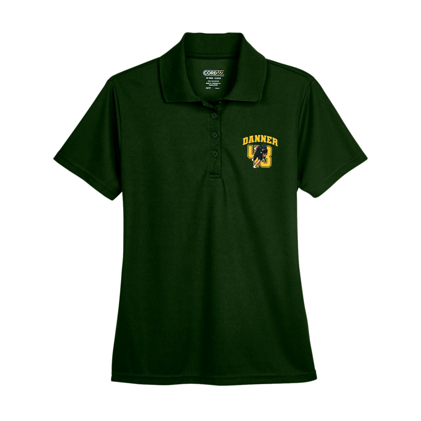 Womens Performance Polo — Number in Green