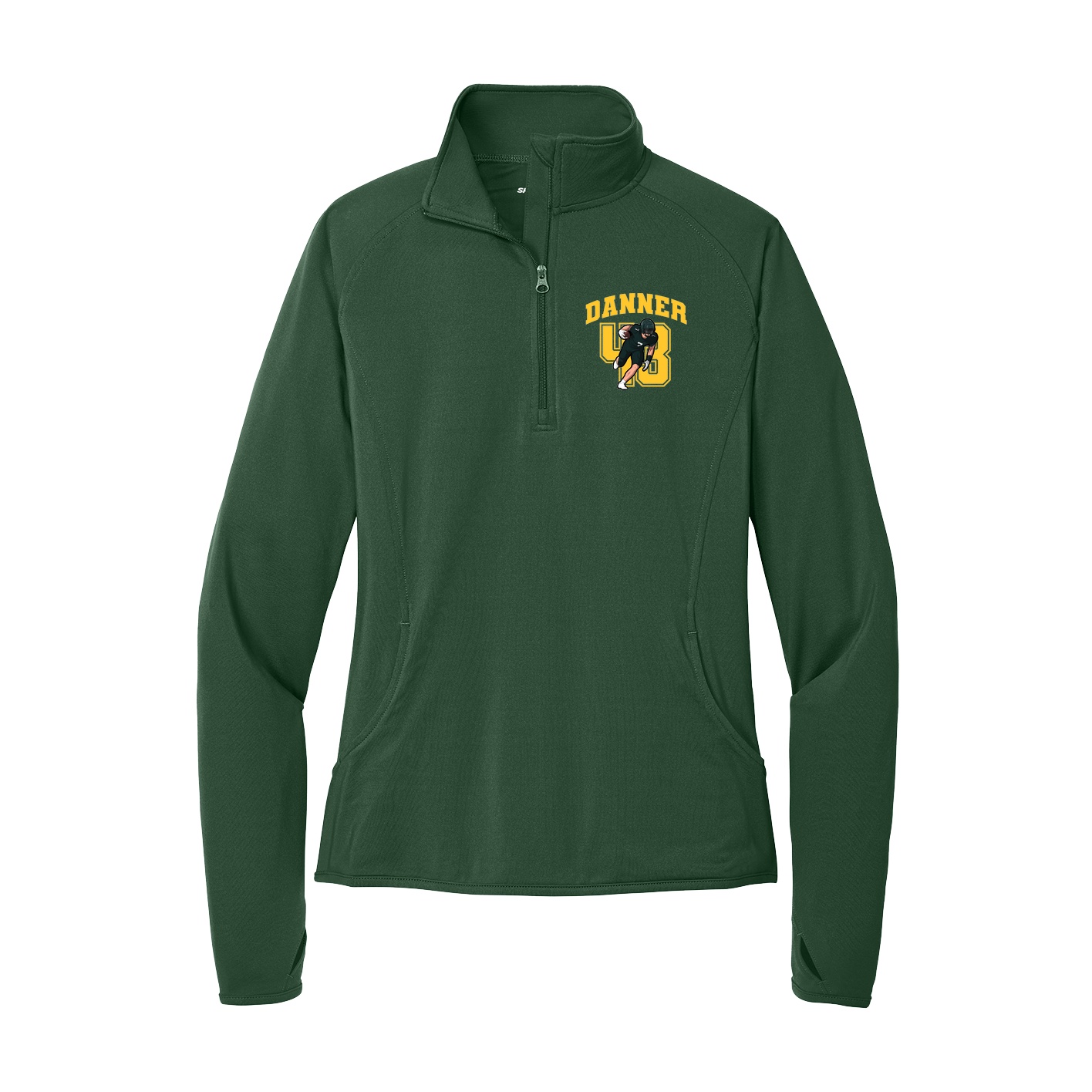 Women's Q-Zip Pullover — Number in Green