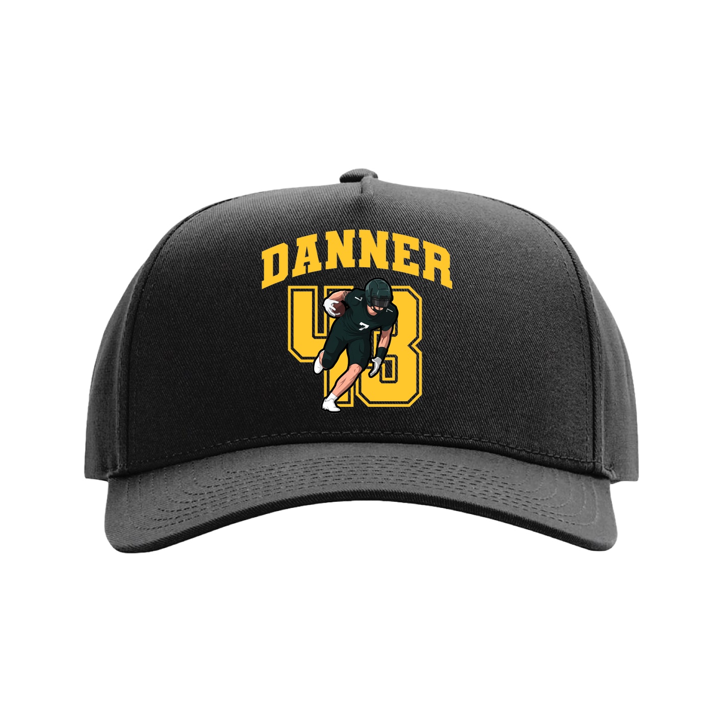 Full Fabric Five-Panel Champ Cap — Number in Black