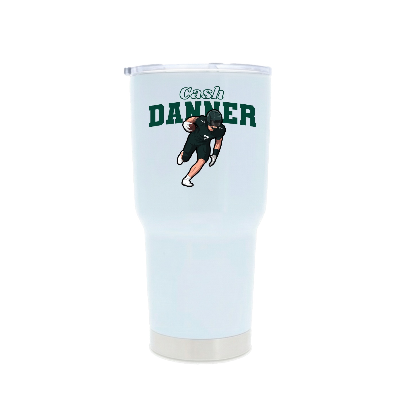 30oz Stainless Steel Tumbler — Name Arch in White