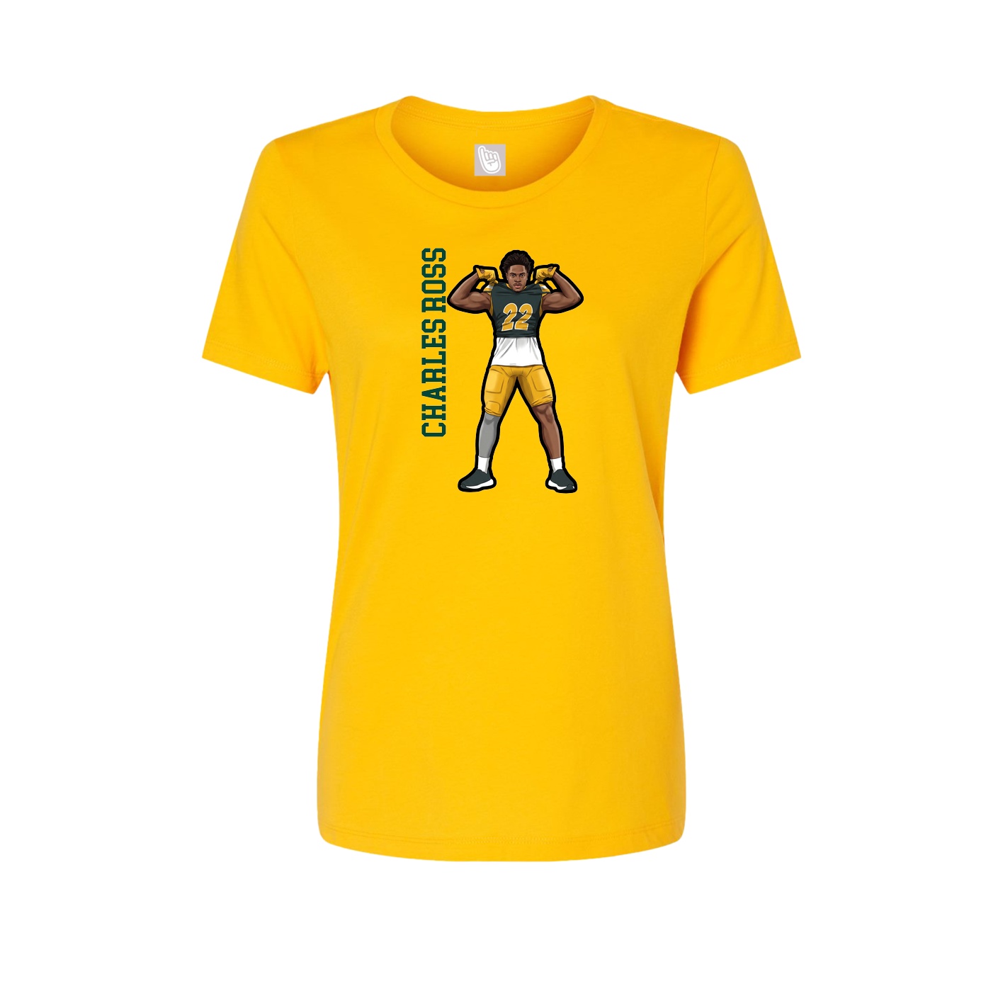 Womens Tee — Name Vertical in Gold