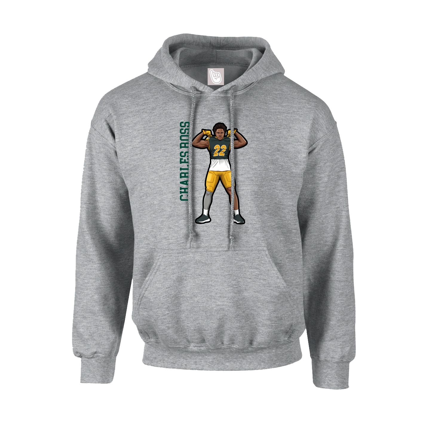 Youth Hoodie — Name Vertical in Grey