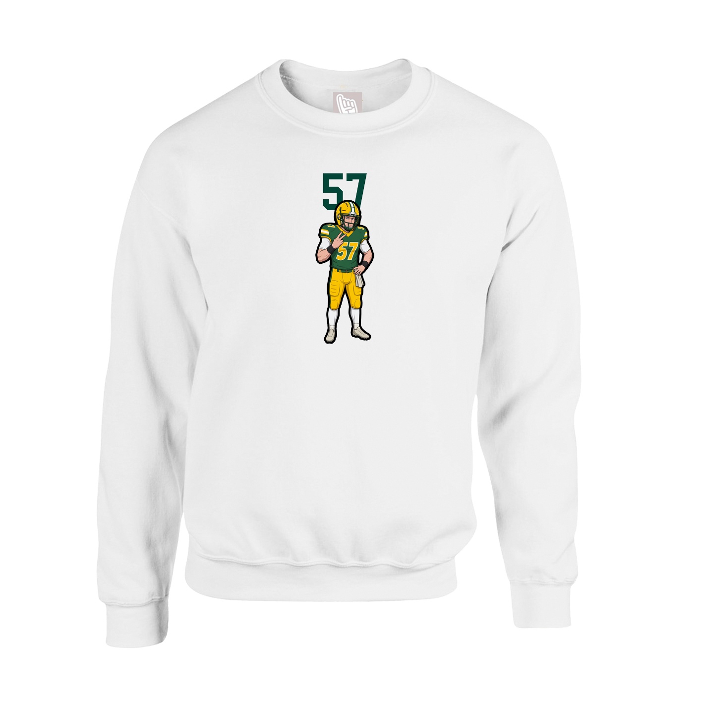 Fleece Crew — Number Top in White