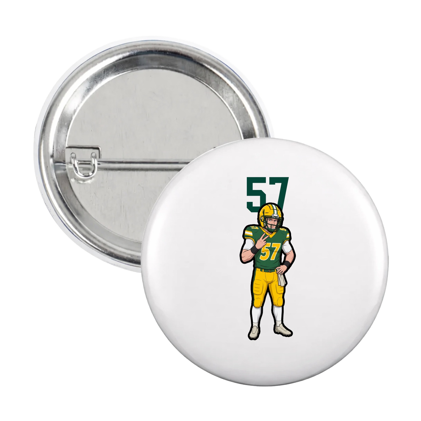 Game Day Button — Number Top in White