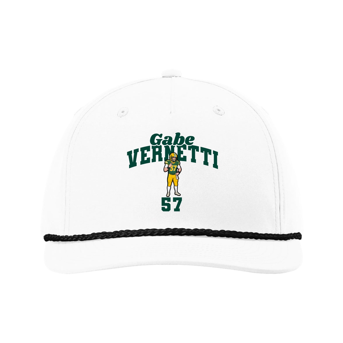 Five-Panel Classic Rope Cap — Signature Arch in White