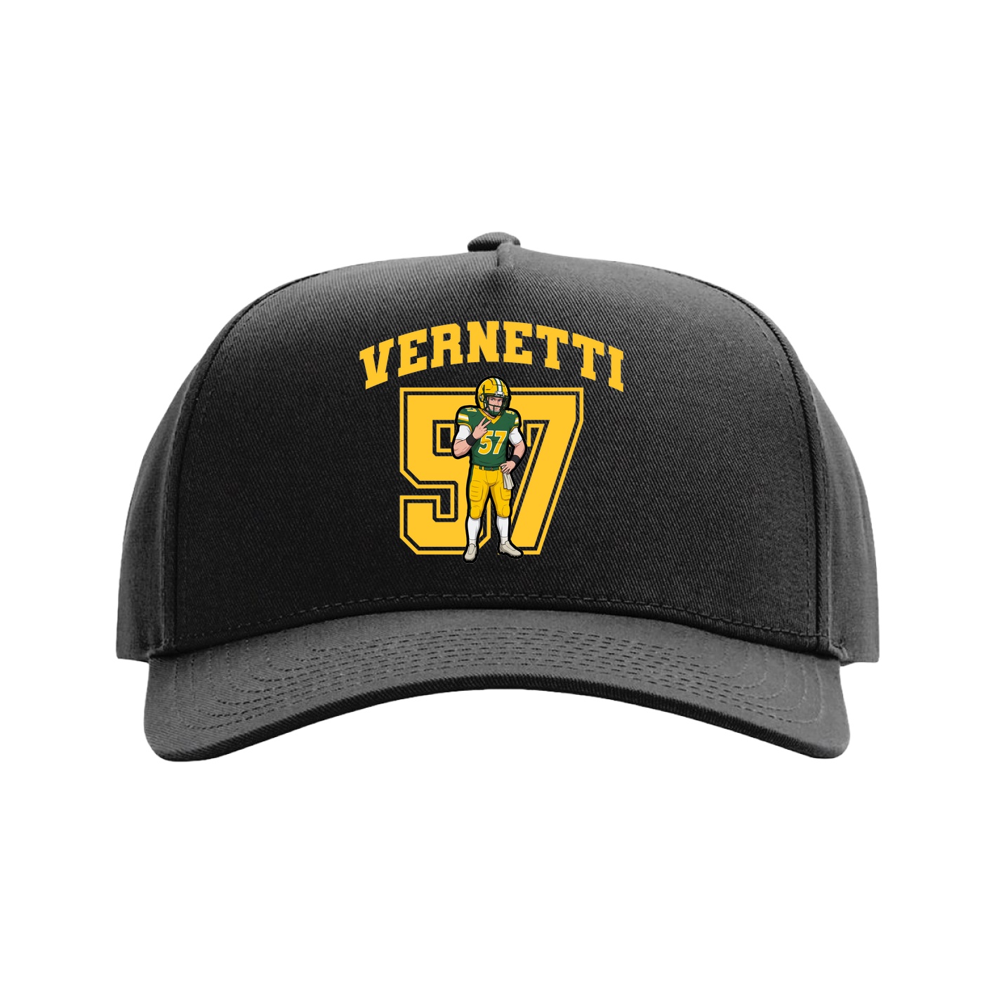 Full Fabric Five-Panel Champ Cap — Number in Black