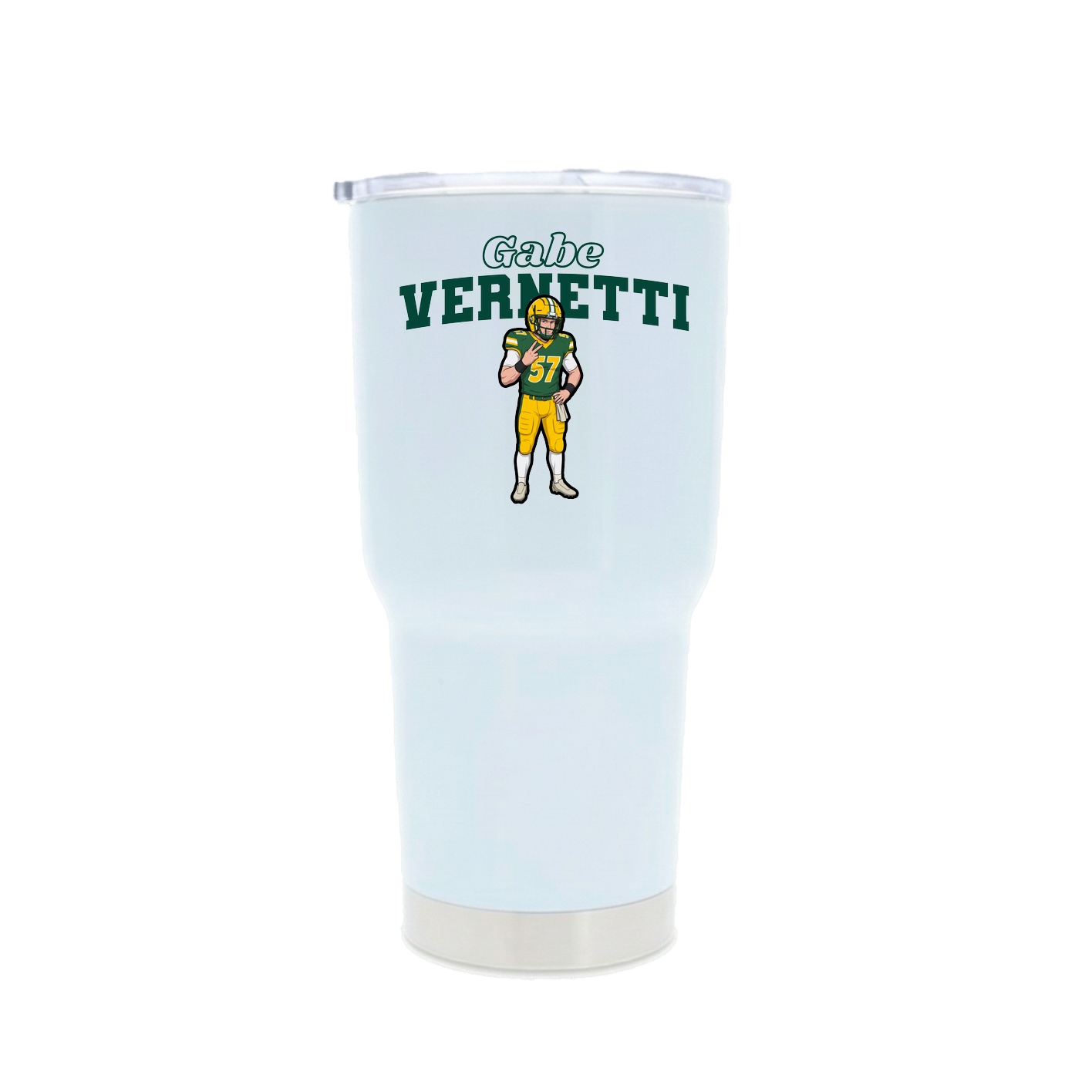 30oz Stainless Steel Tumbler — Name Arch in White