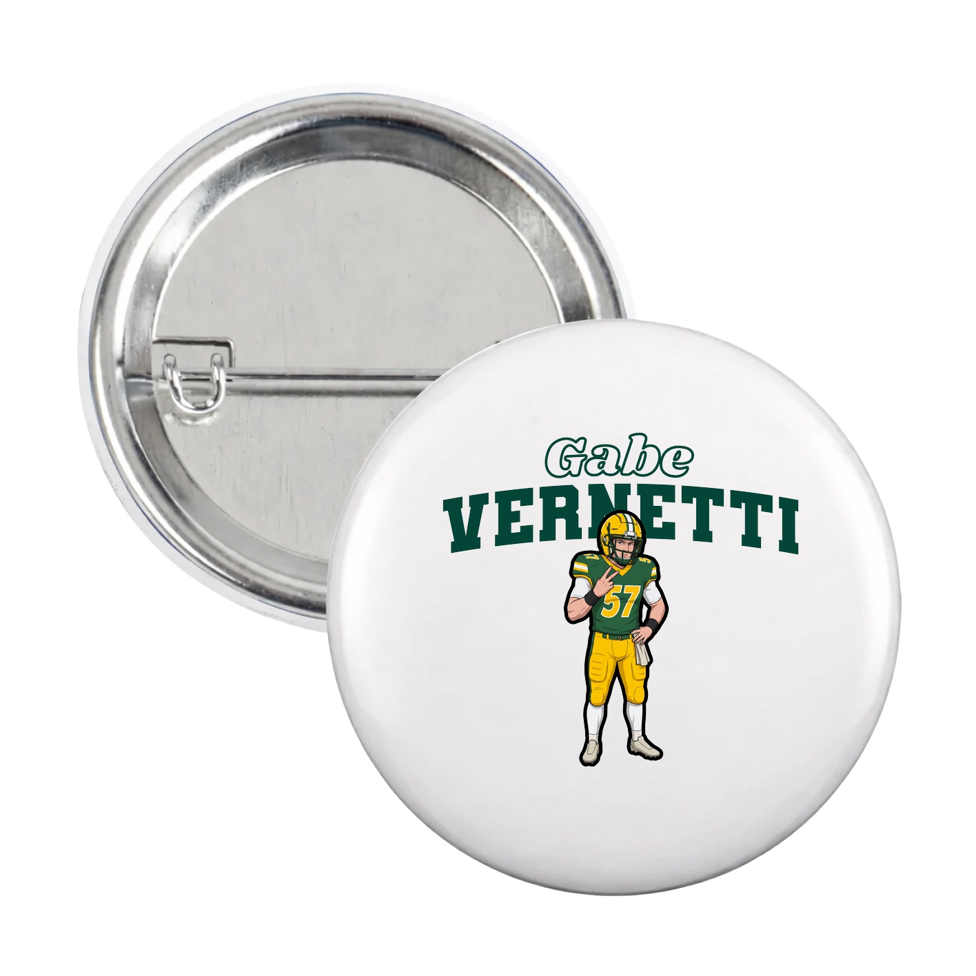 Game Day Button — Name Arch in White