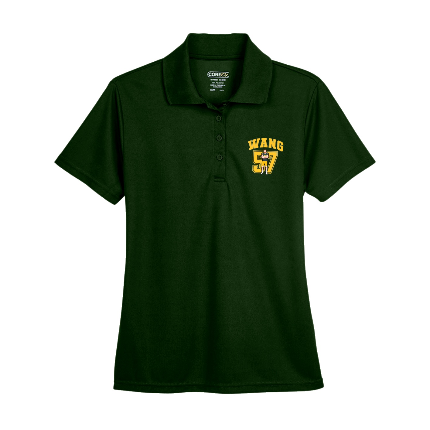 Womens Performance Polo — Number in Green