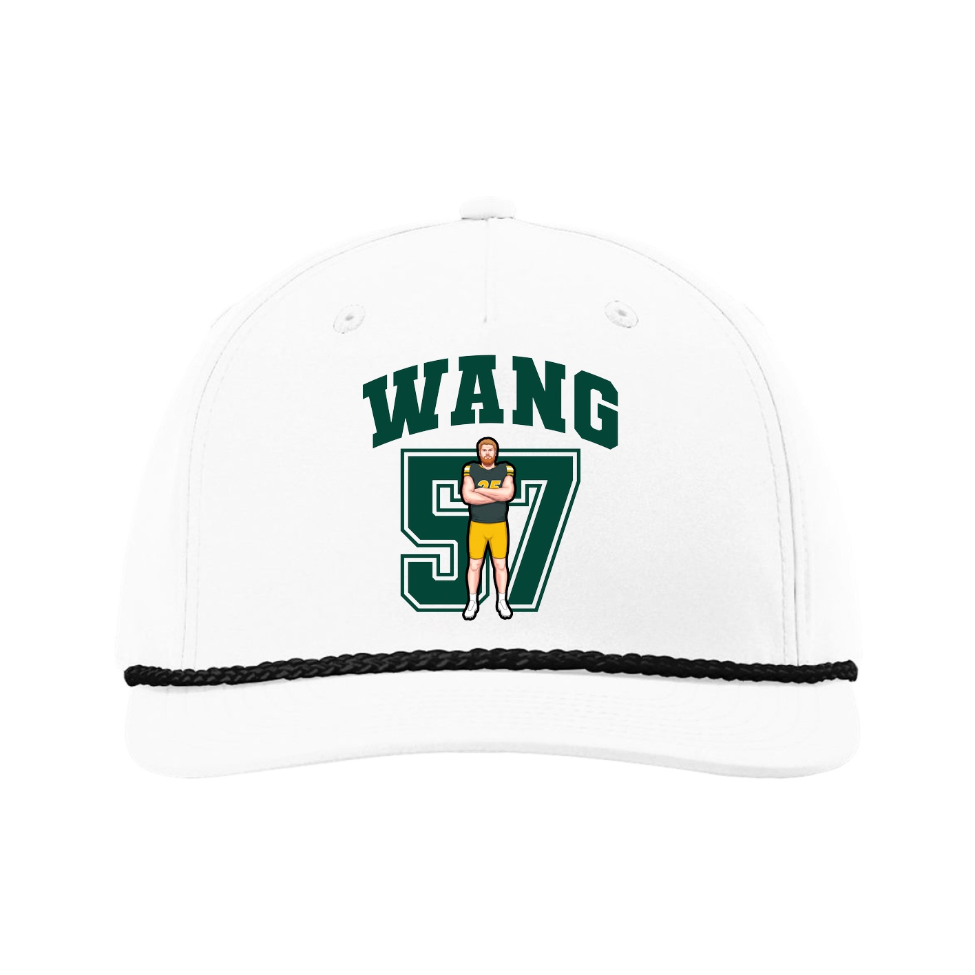 Five-Panel Classic Rope Cap — Number in White