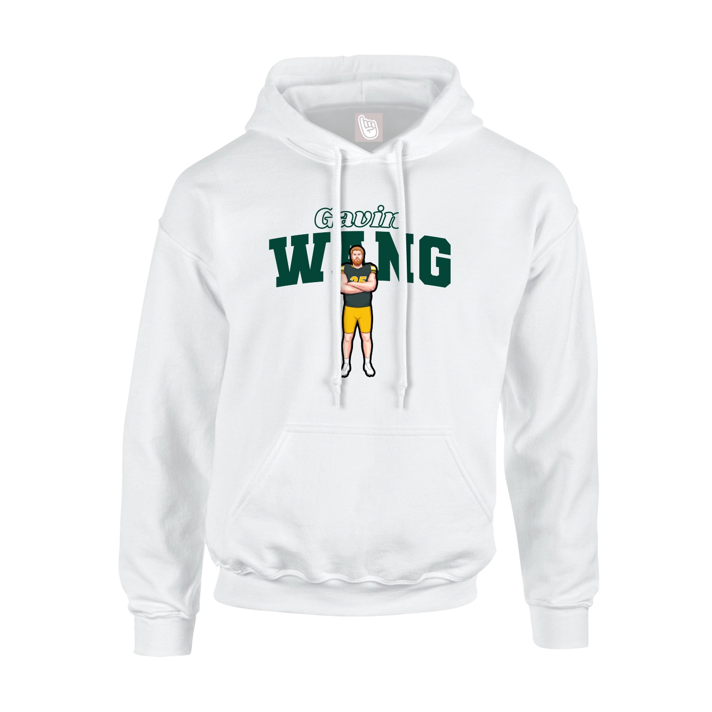 Youth Hoodie — Name Arch in White