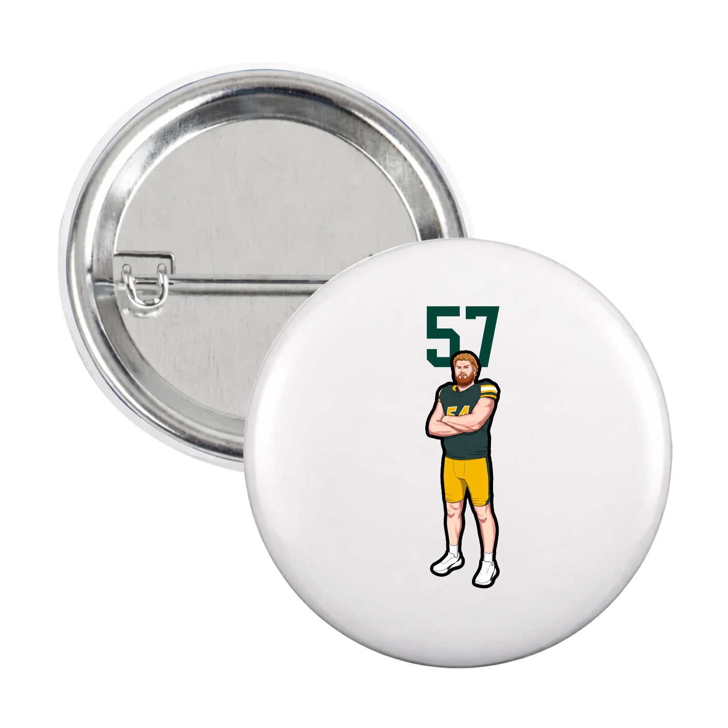 Game Day Button — Number Top in White