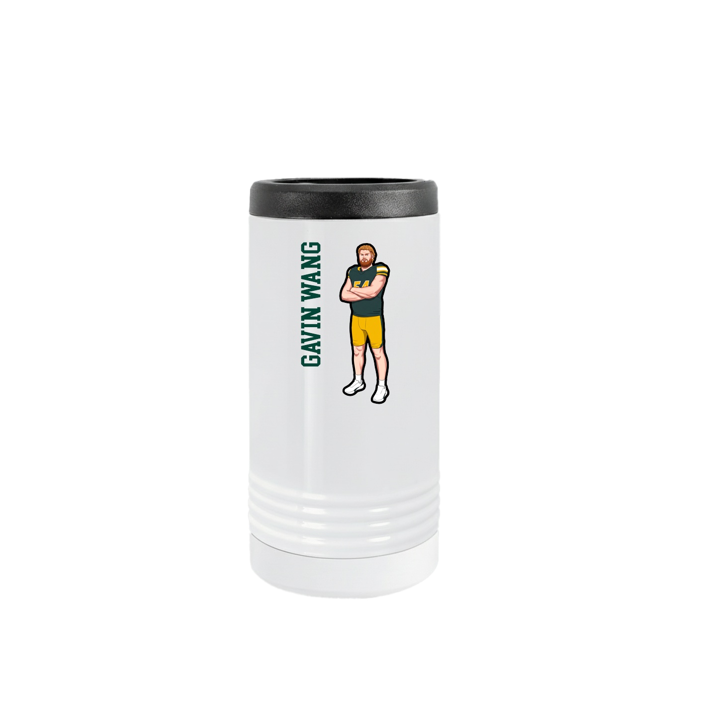 Slim Beverage Holder — Name Vertical in White