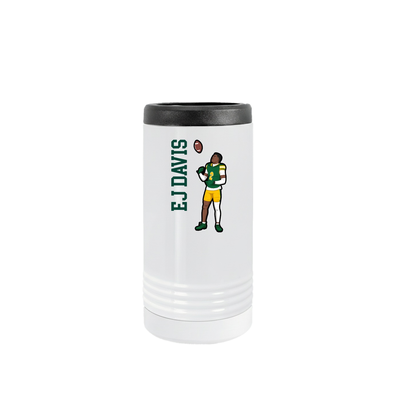 Slim Beverage Holder — Name Vertical in White