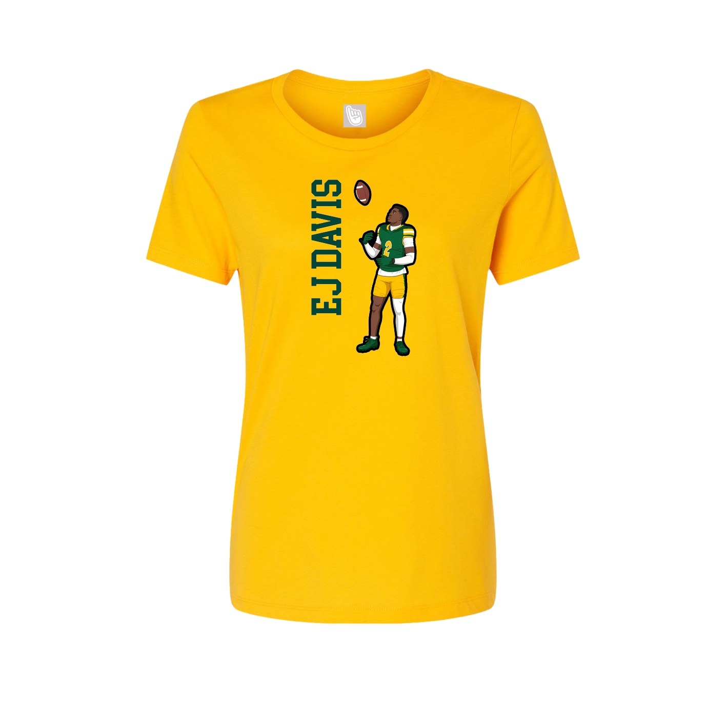 Fitted Women's Tee — Name Vertical in Gold