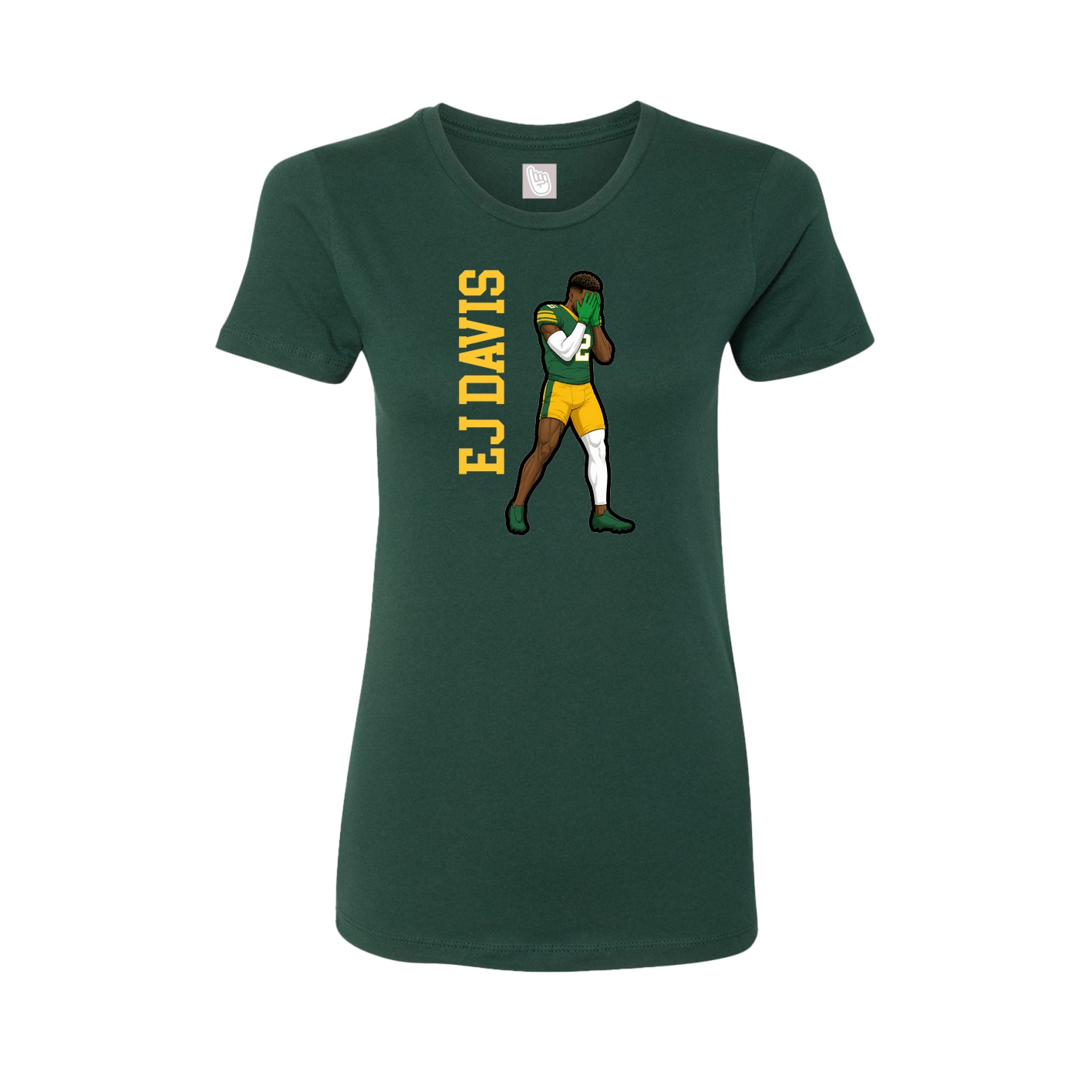 Fitted Women's Tee — Name Vertical in Green
