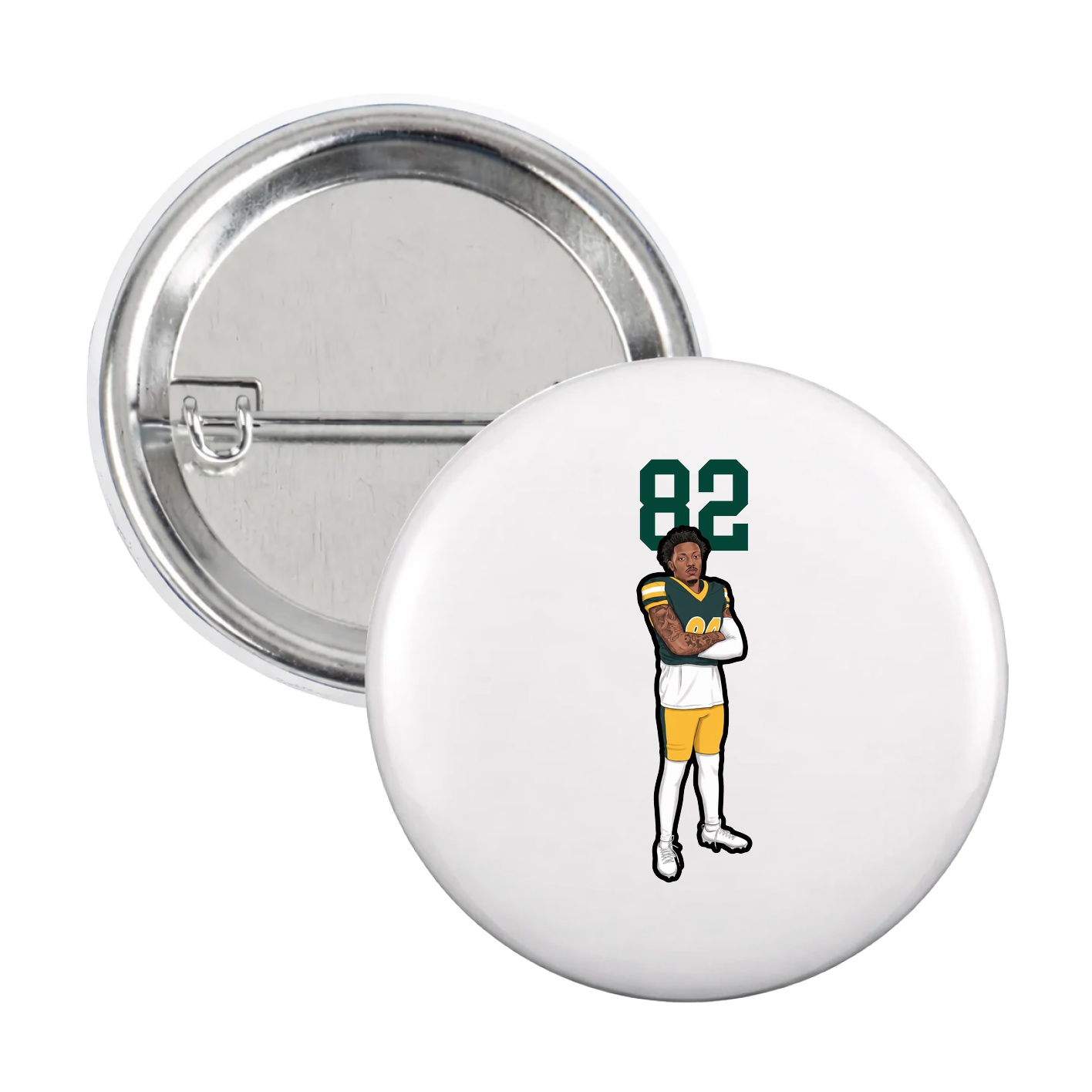 Game Day Button — Number Top in White
