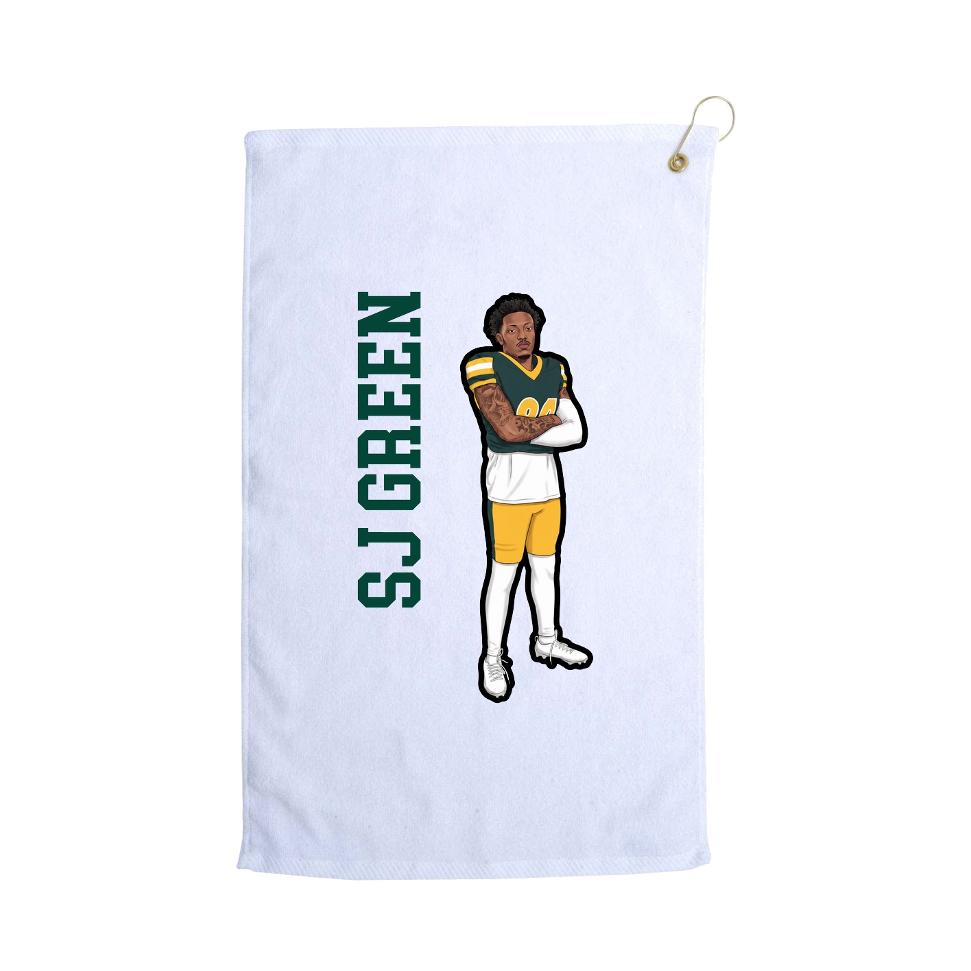 Golf Towel — Name Vertical in White