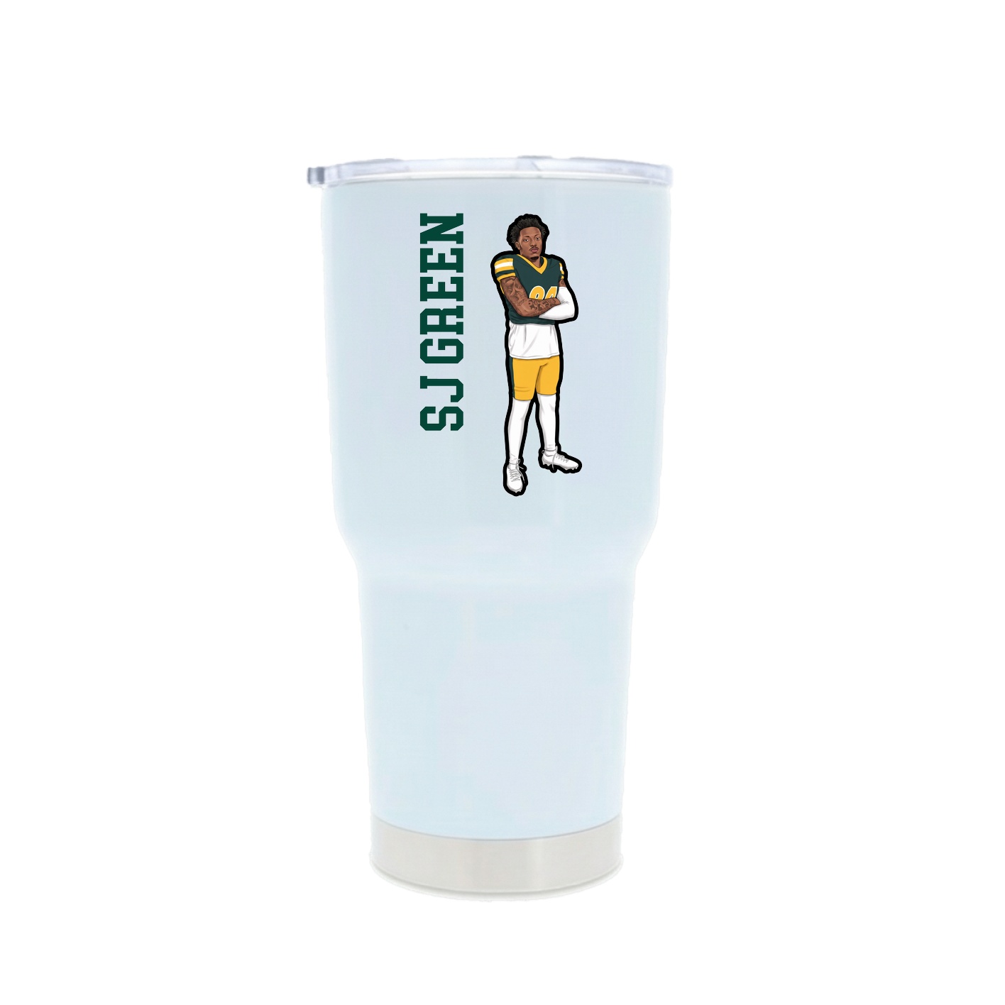 30oz Stainless Steel Tumbler — Name Vertical in White